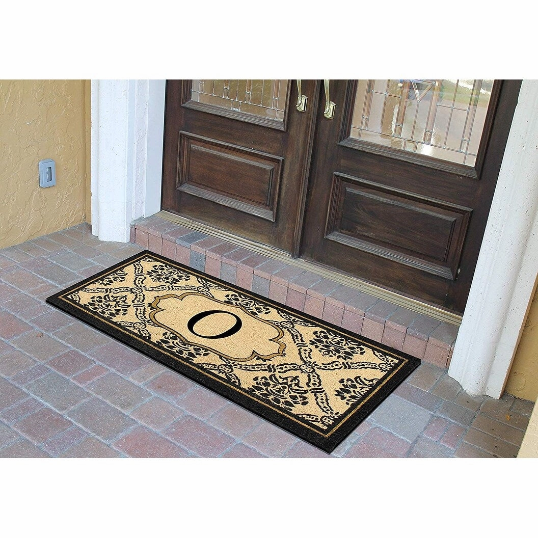 A1HC Uriel Treated Coir Monogrammed A Entry Double Door Mat 30x 60