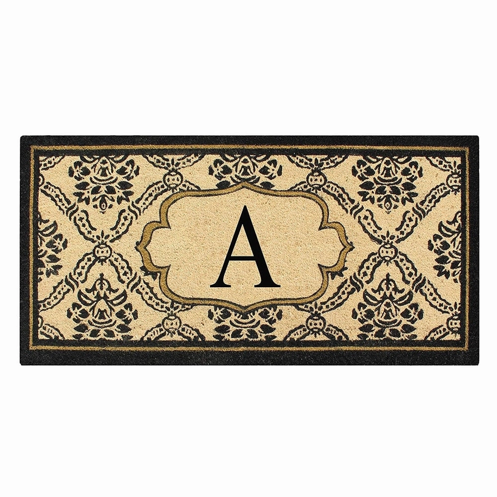 A1HC Uriel Treated Coir Monogrammed A Entry Double Door Mat 30x 60