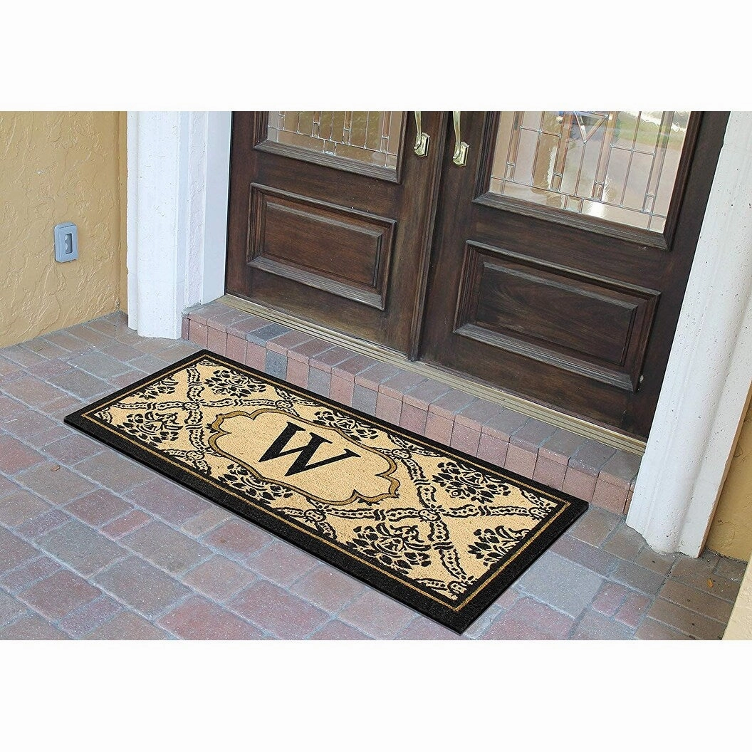 A1HC Uriel Treated Coir Monogrammed A Entry Double Door Mat 30x 60