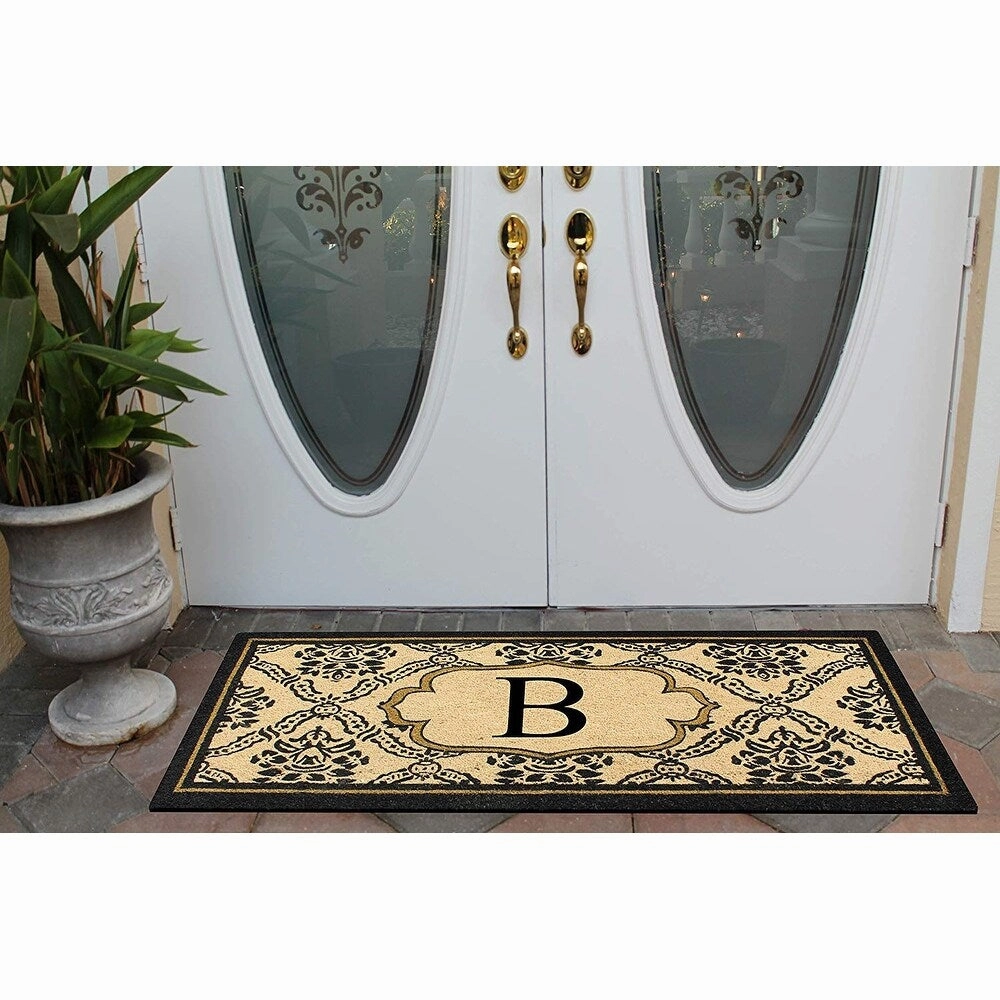 A1HC Uriel Treated Coir Monogrammed A Entry Double Door Mat 30x 60