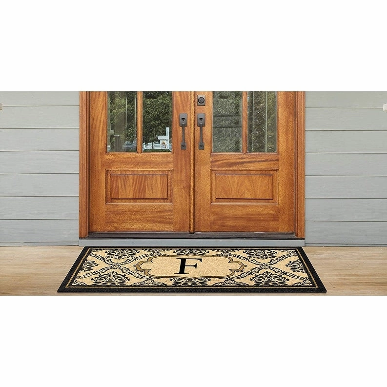 A1HC Uriel Treated Coir Monogrammed A Entry Double Door Mat 30x 60