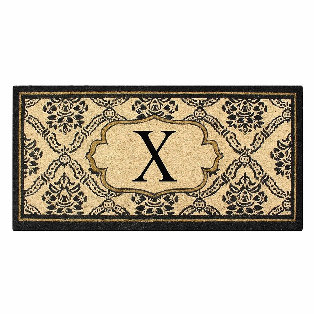 A1HC Uriel Treated Coir Monogrammed A Entry Double Door Mat 30x 60