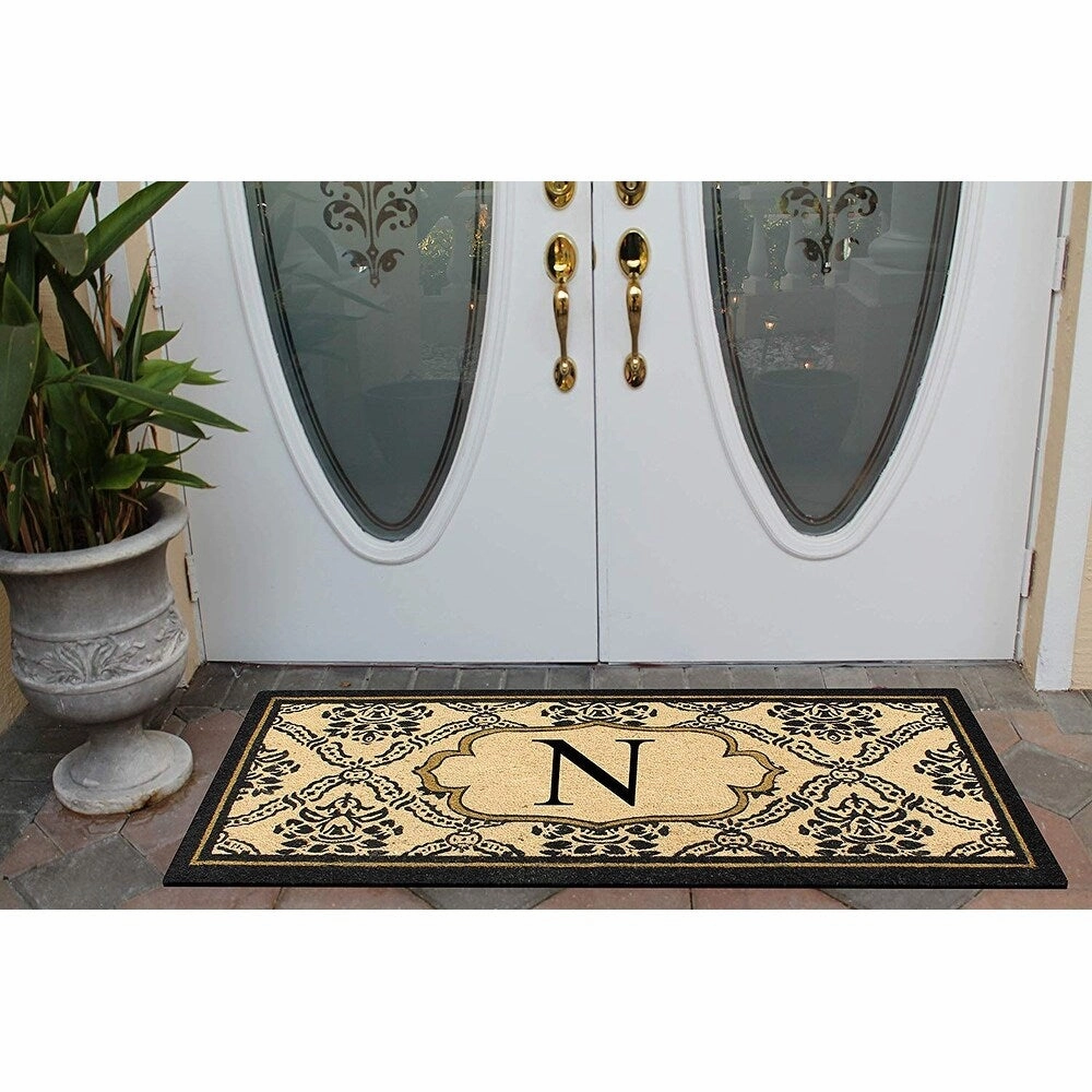 A1HC Uriel Treated Coir Monogrammed A Entry Double Door Mat 30x 60