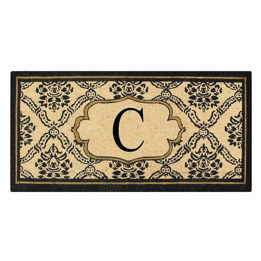 A1HC Uriel Treated Coir Monogrammed A Entry Double Door Mat 30x 60