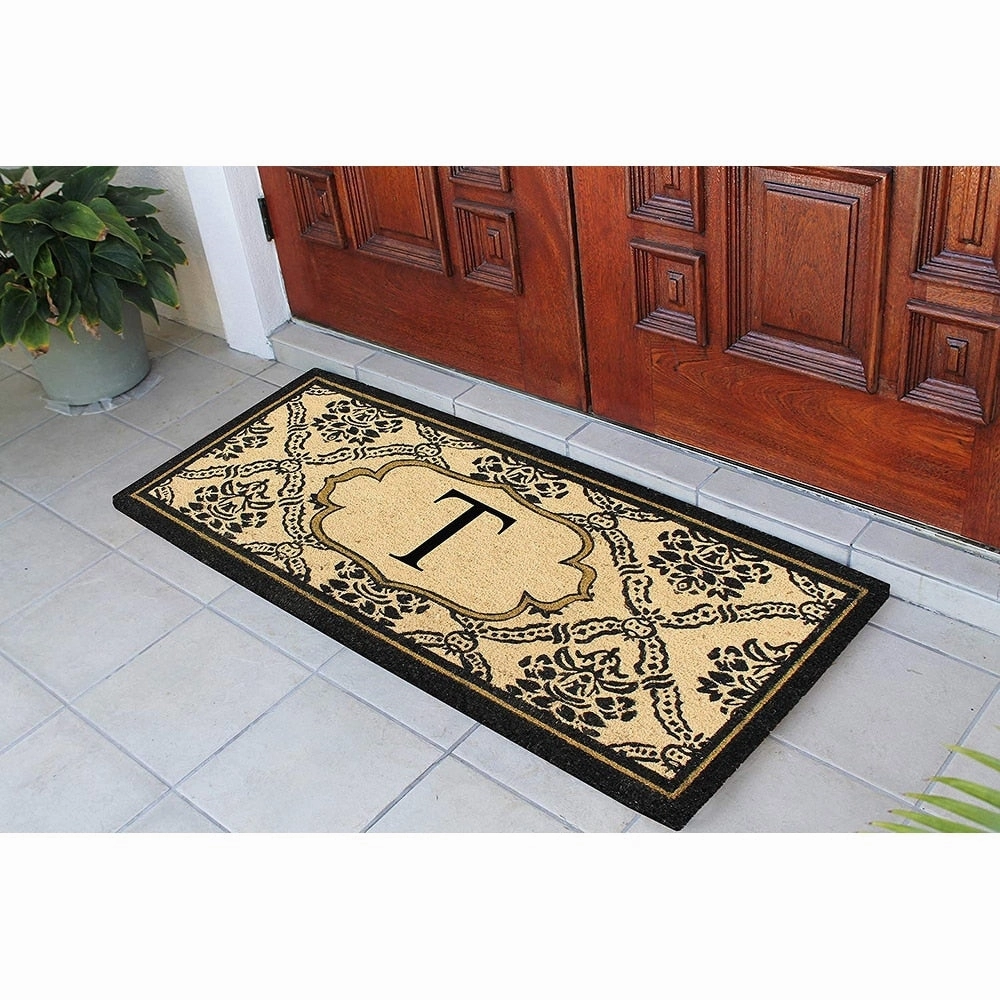 A1HC Uriel Treated Coir Monogrammed A Entry Double Door Mat 30x 60