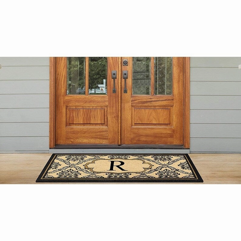 A1HC Uriel Treated Coir Monogrammed A Entry Double Door Mat 30x 60