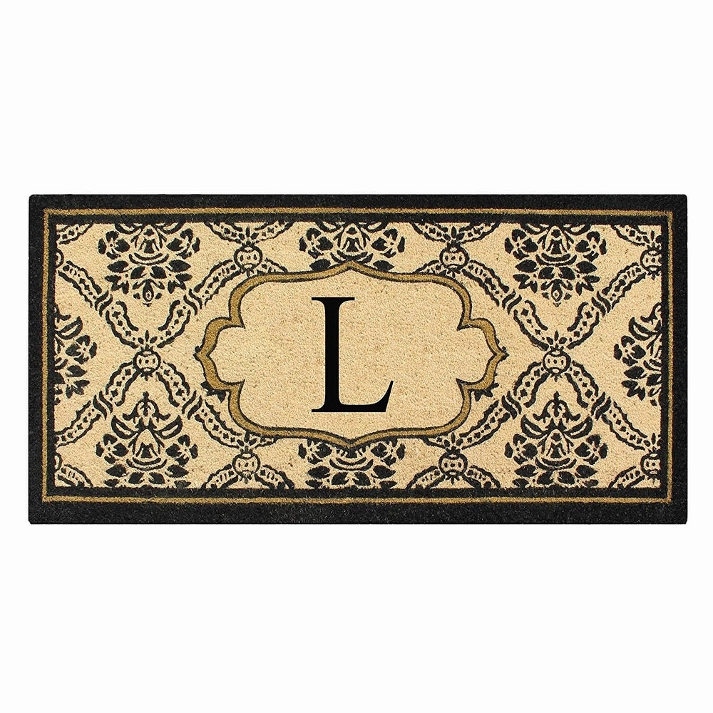 A1HC Uriel Treated Coir Monogrammed A Entry Double Door Mat 30x 60