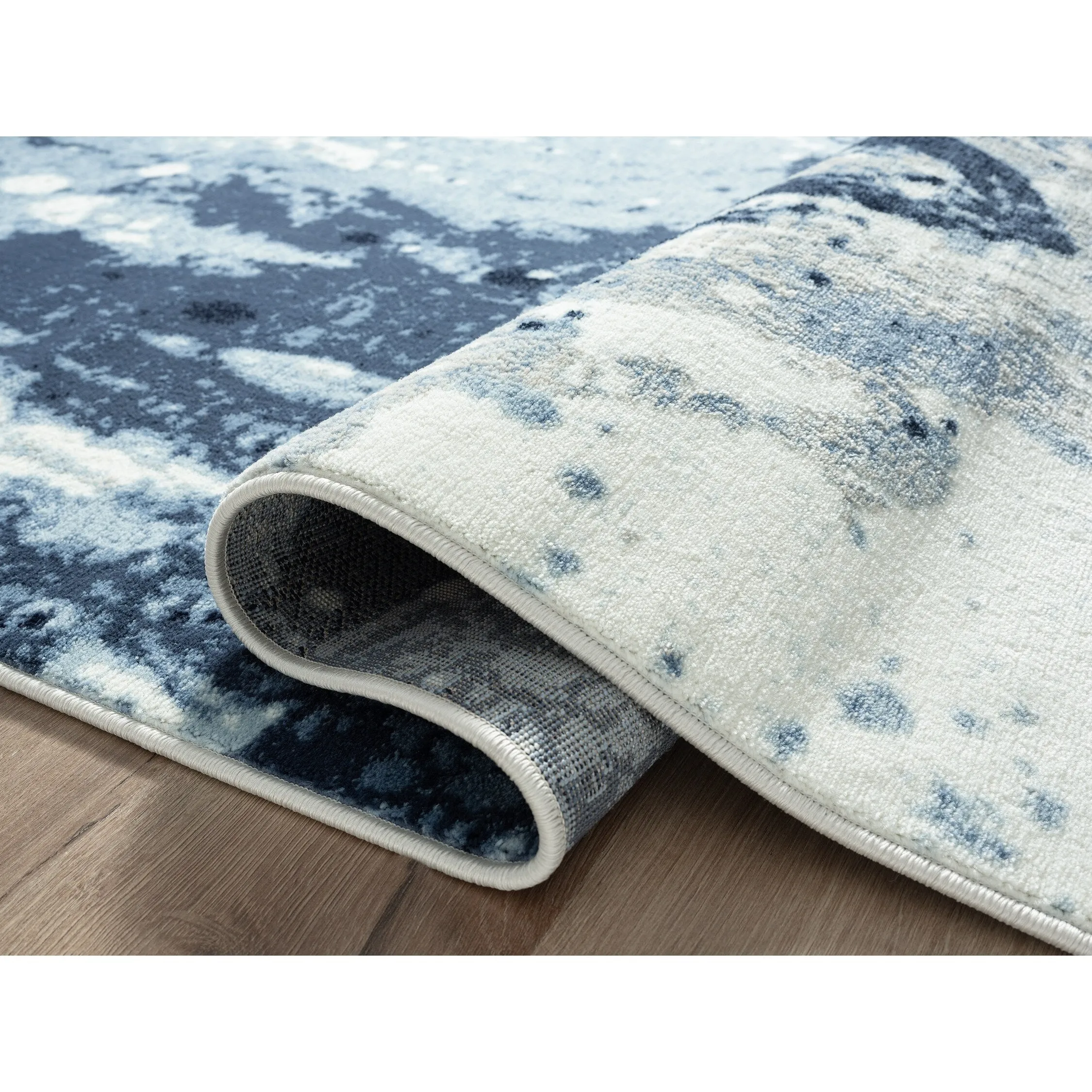 Abani Arto Contemporary Blue Distressed Indoor Indoor Area Rug