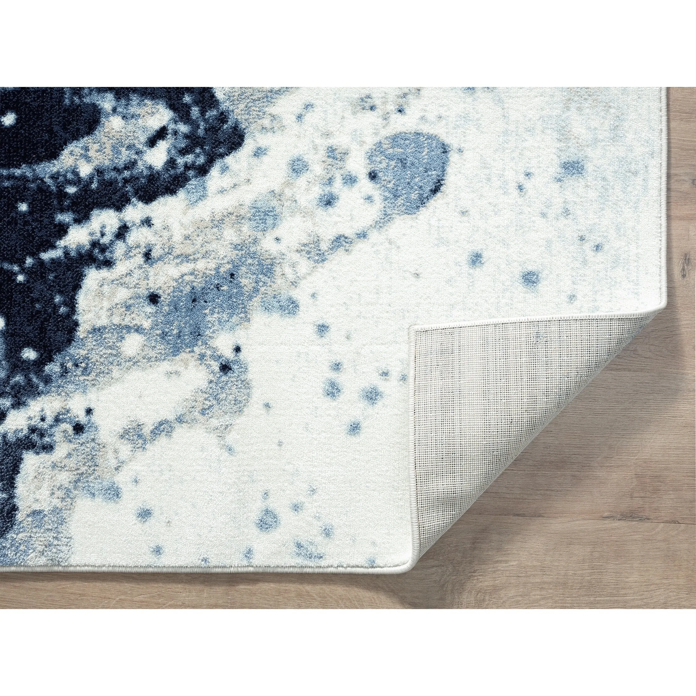 Abani Arto Contemporary Blue Distressed Indoor Indoor Area Rug