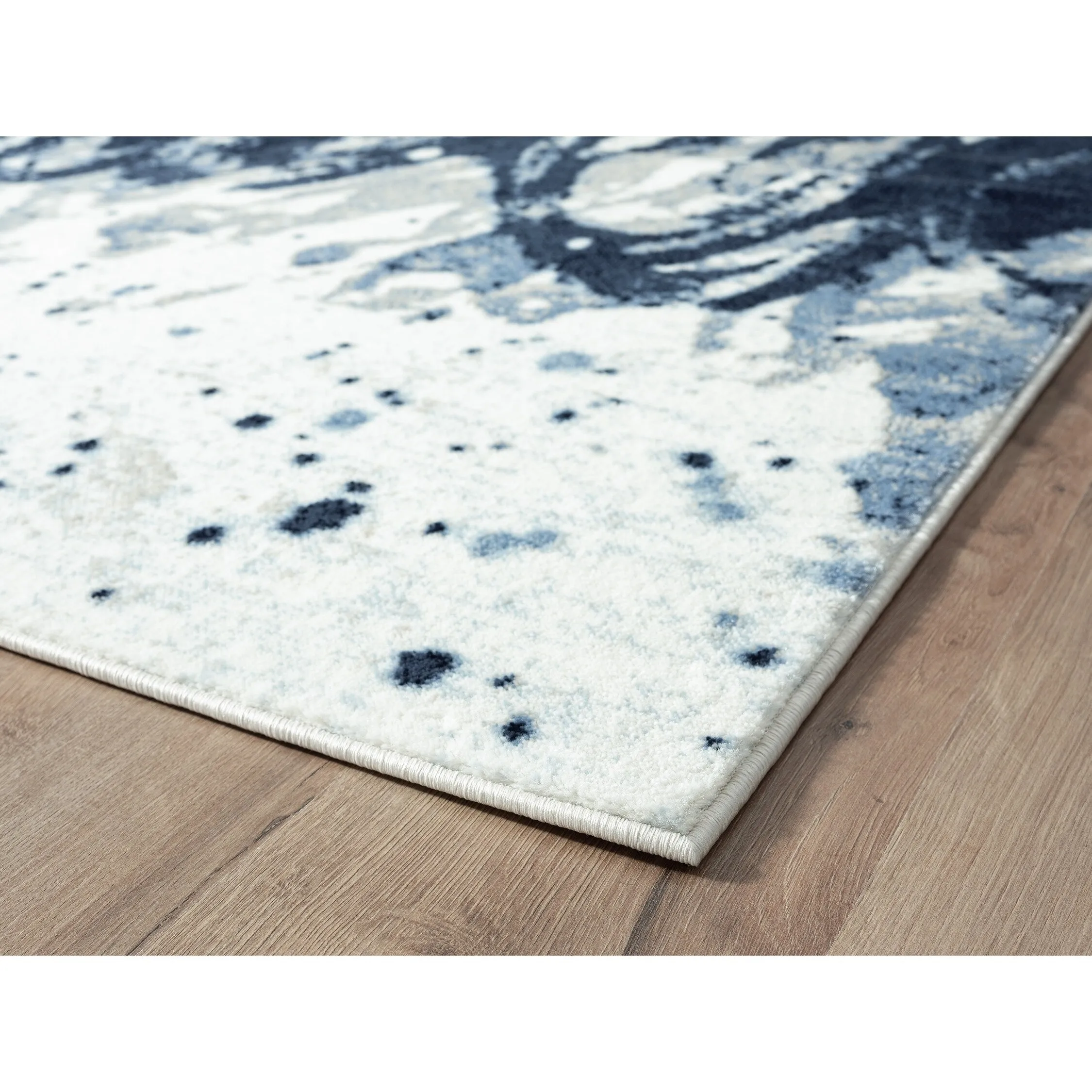 Abani Arto Contemporary Blue Distressed Indoor Indoor Area Rug