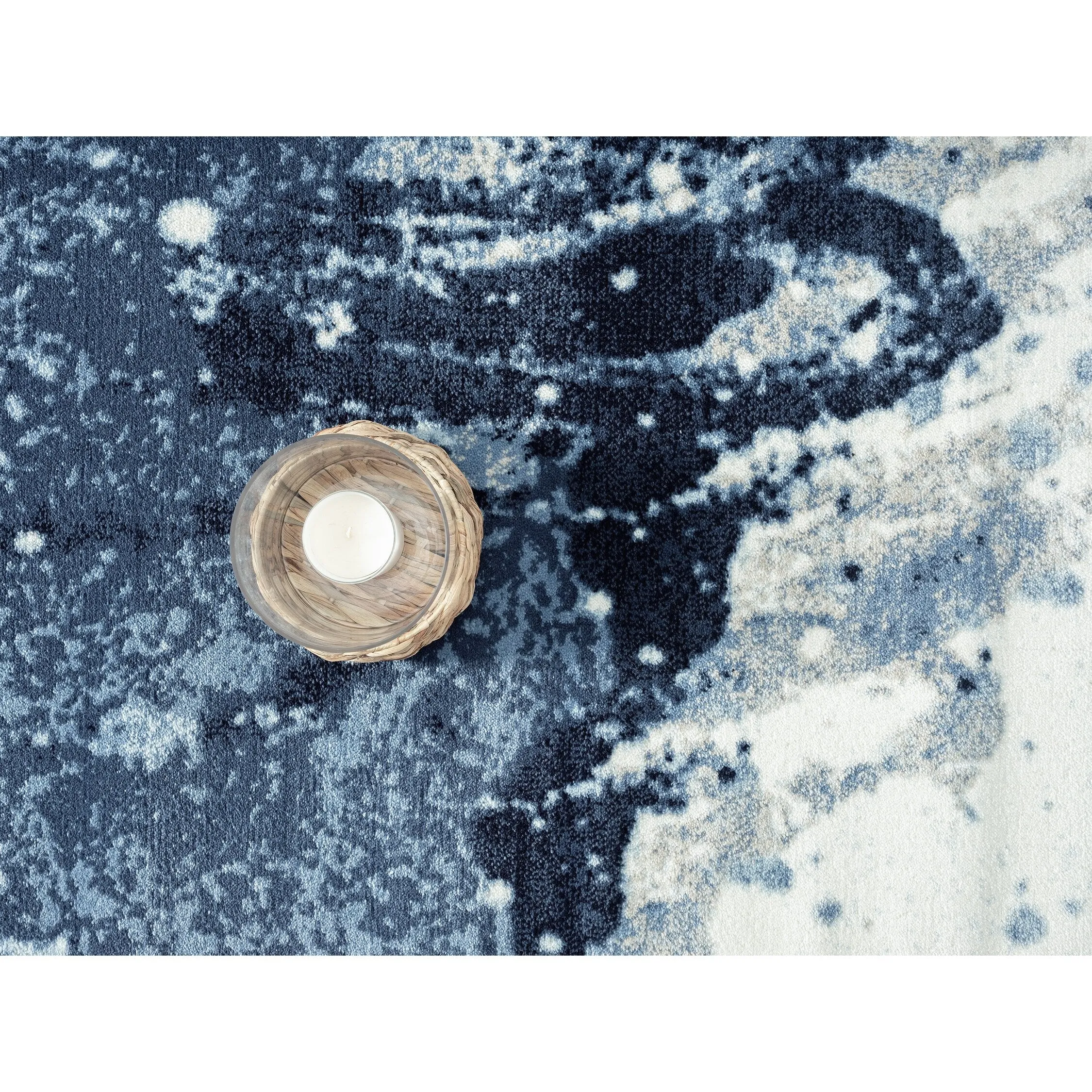 Abani Arto Contemporary Blue Distressed Indoor Indoor Area Rug