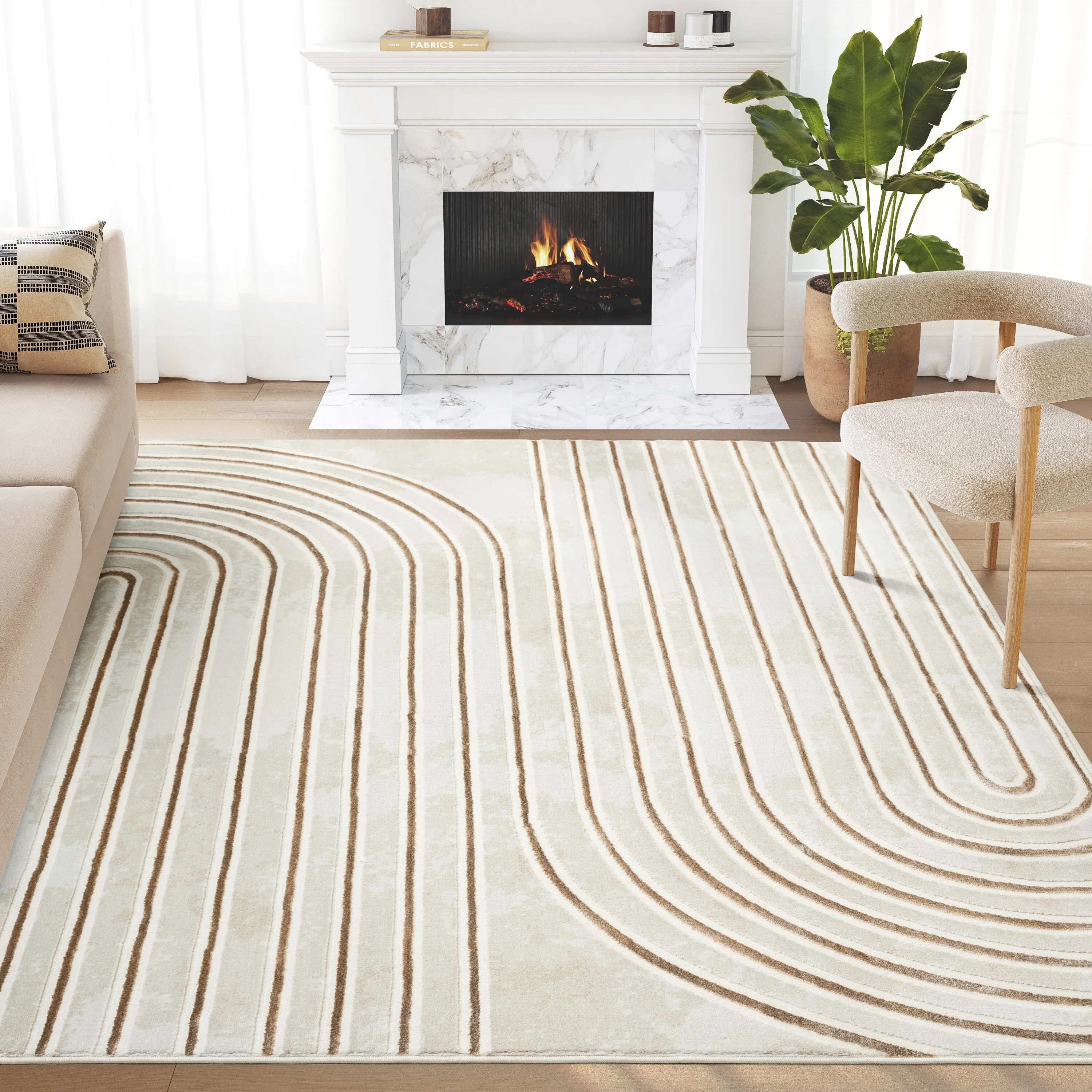 Abani Glam GLA100A Mid-Century Beige Cream Arch Area Rug