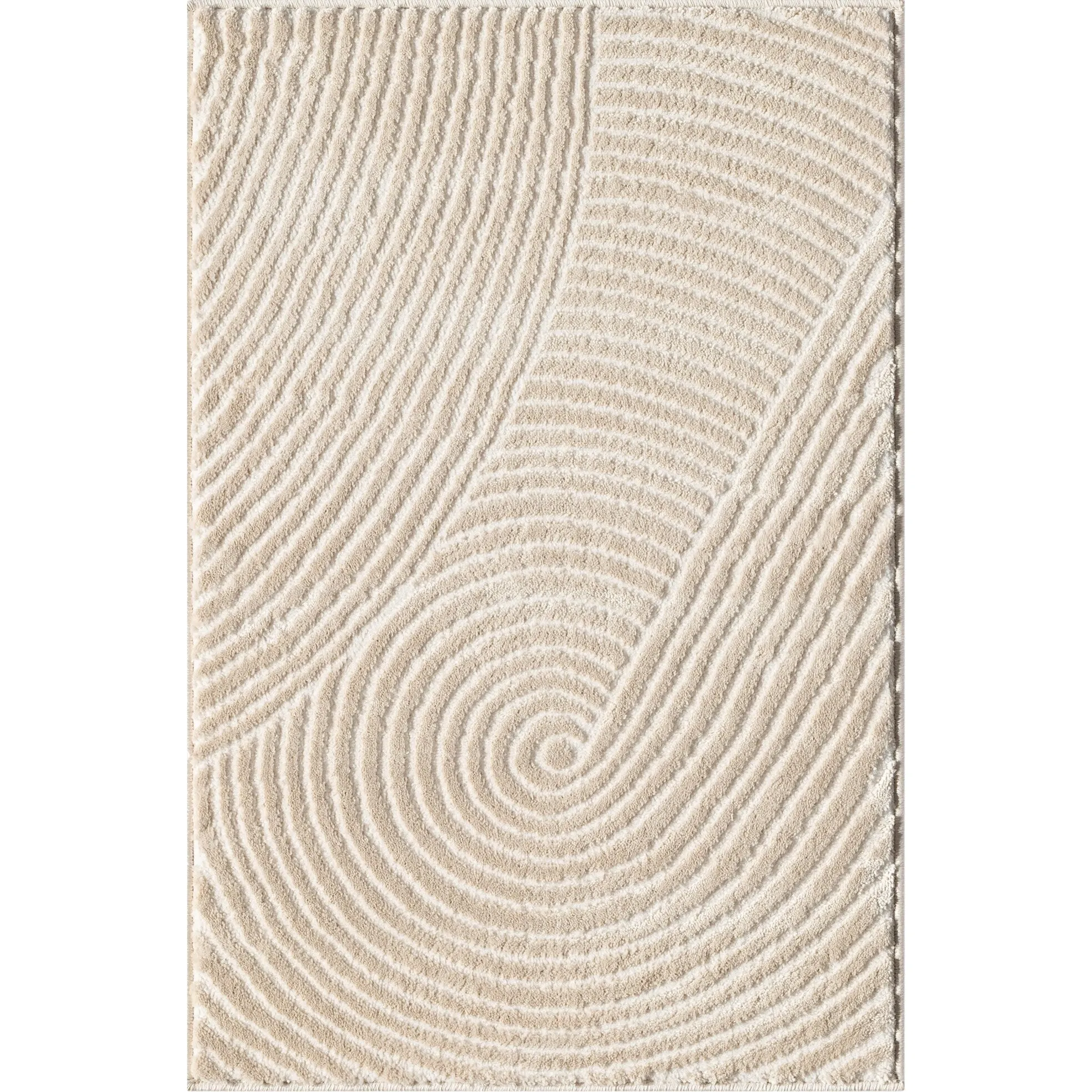 Abani Neutral NTL130 Zen Reiki Circles Area rug