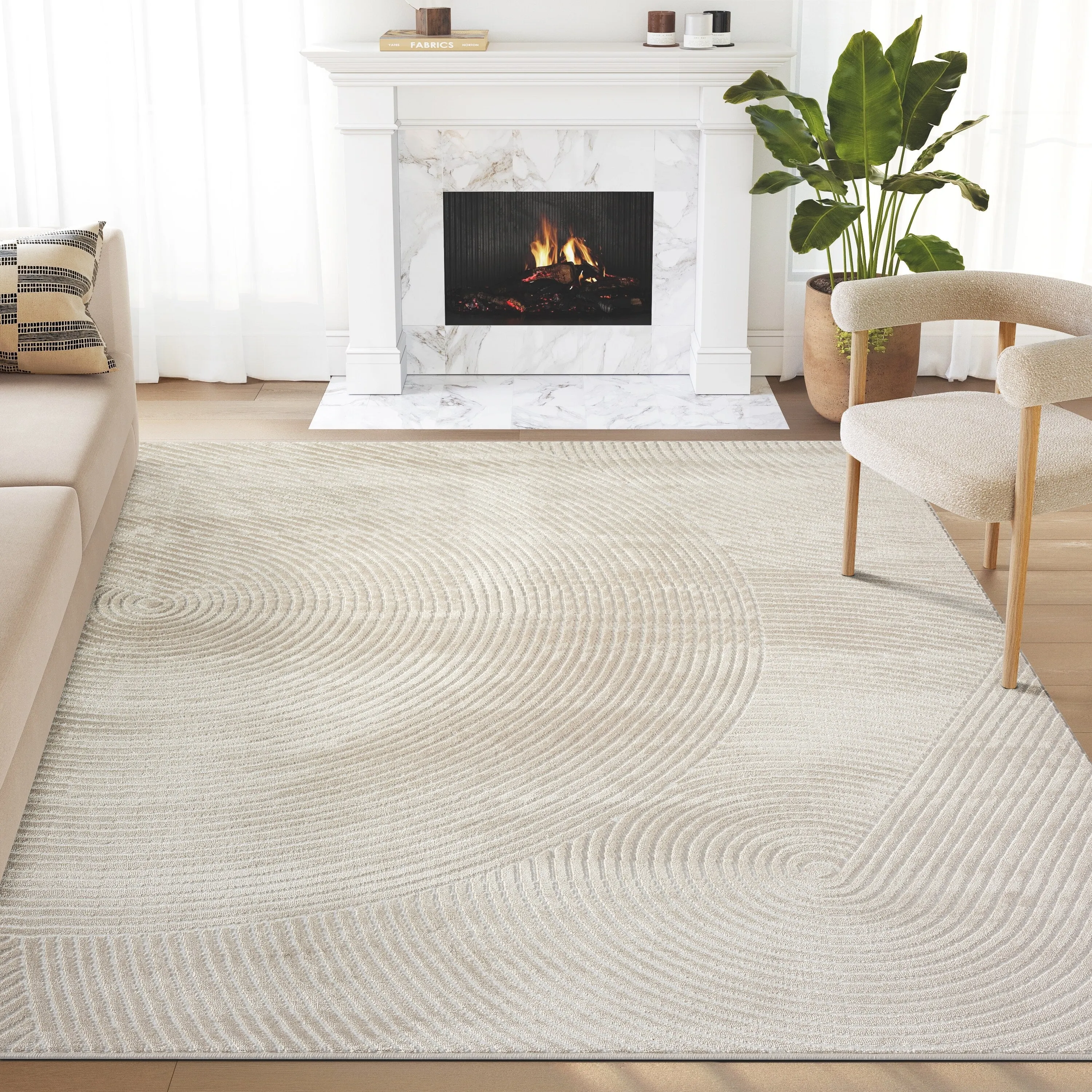 Abani Neutral NTL130 Zen Reiki Circles Area rug