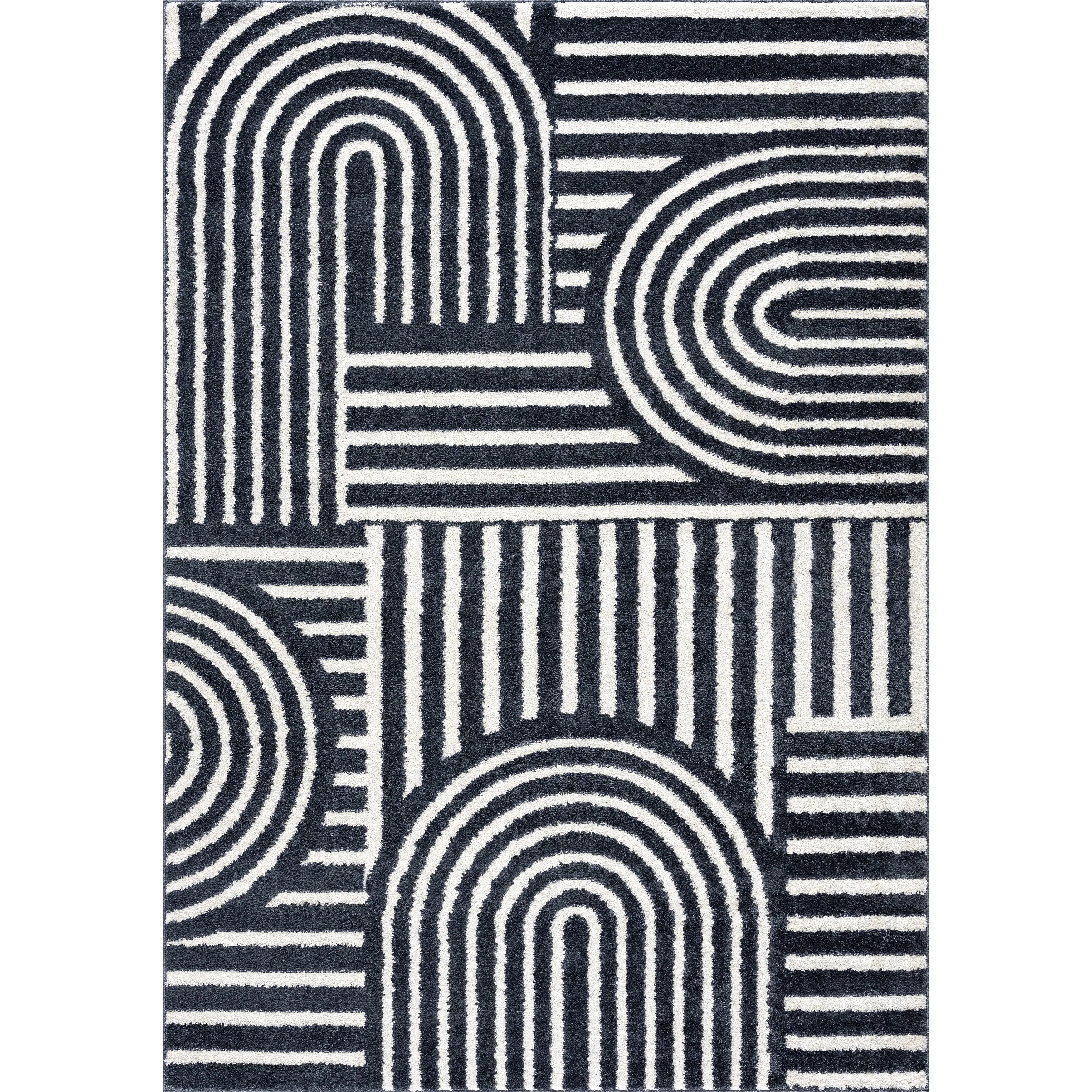 Abani Rugs Nuevo NUE120A Mid Century Arches Cream Black Area Rug