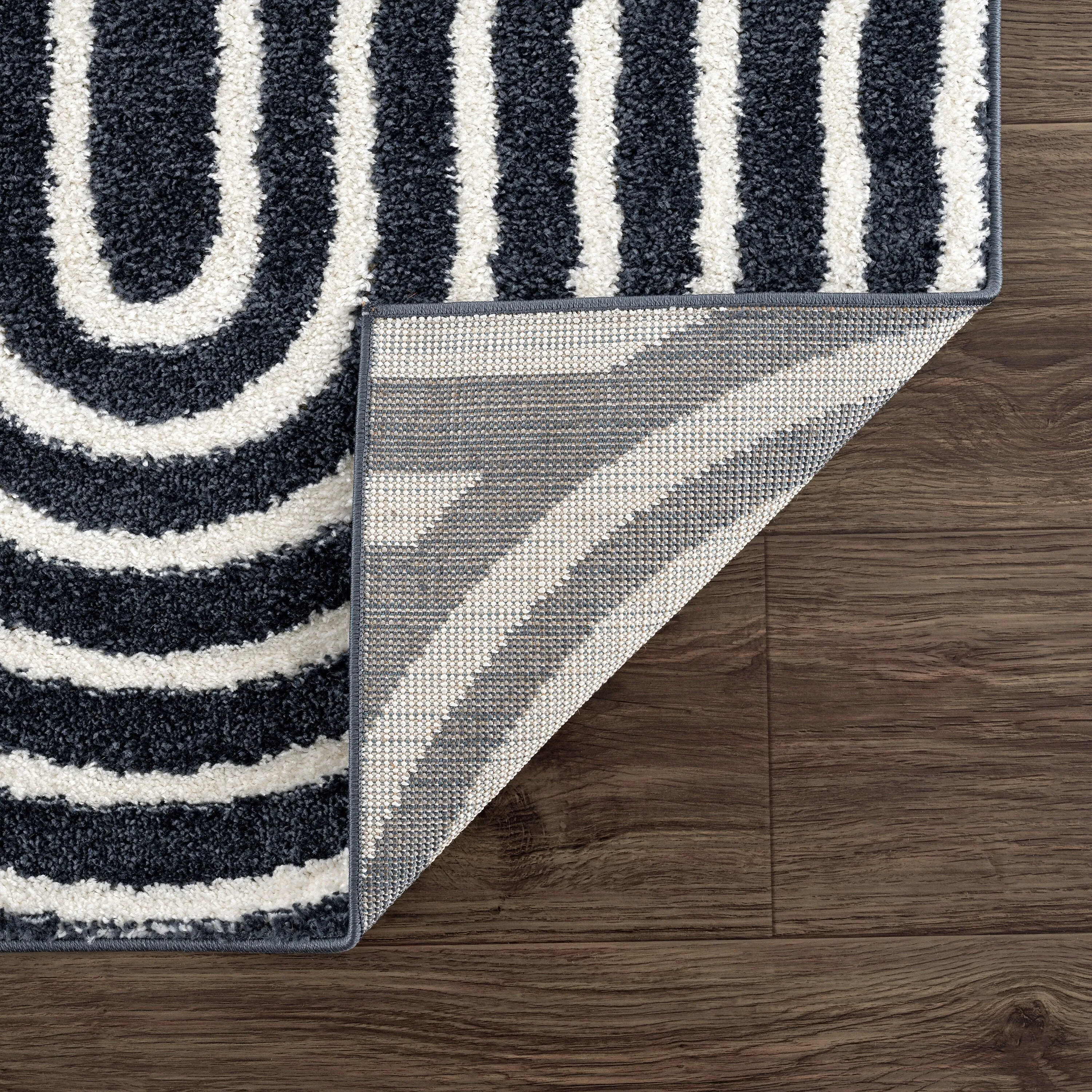 Abani Rugs Nuevo NUE120A Mid Century Arches Cream Black Area Rug