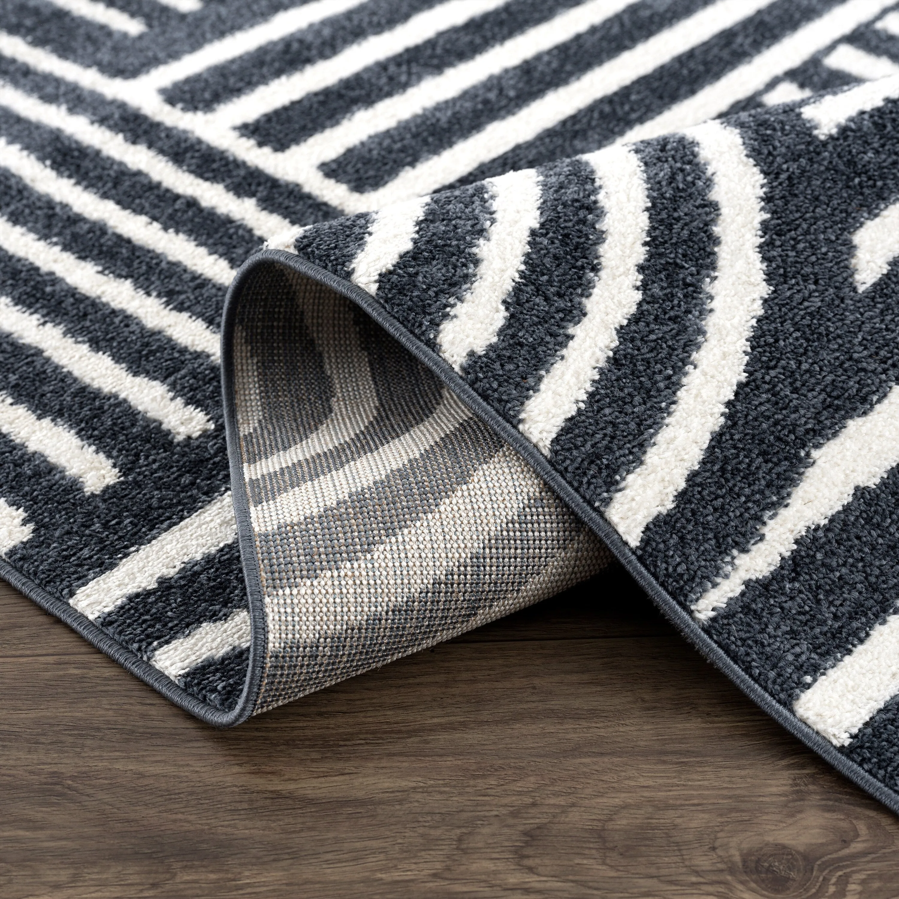 Abani Rugs Nuevo NUE120A Mid Century Arches Cream Black Area Rug