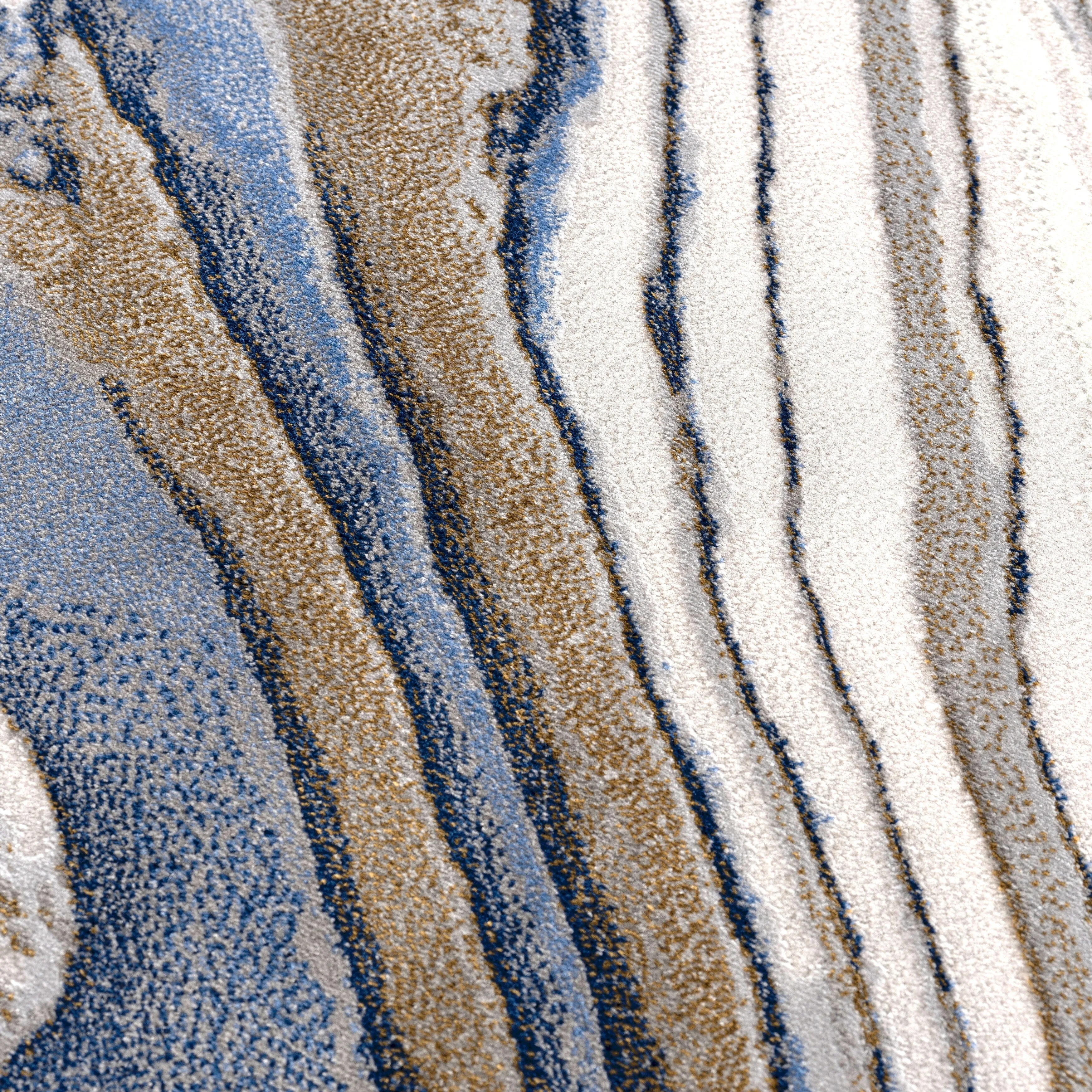 Abani Rugs Regal REG150A Blue Grey Gold Topography Inspired Area Rug