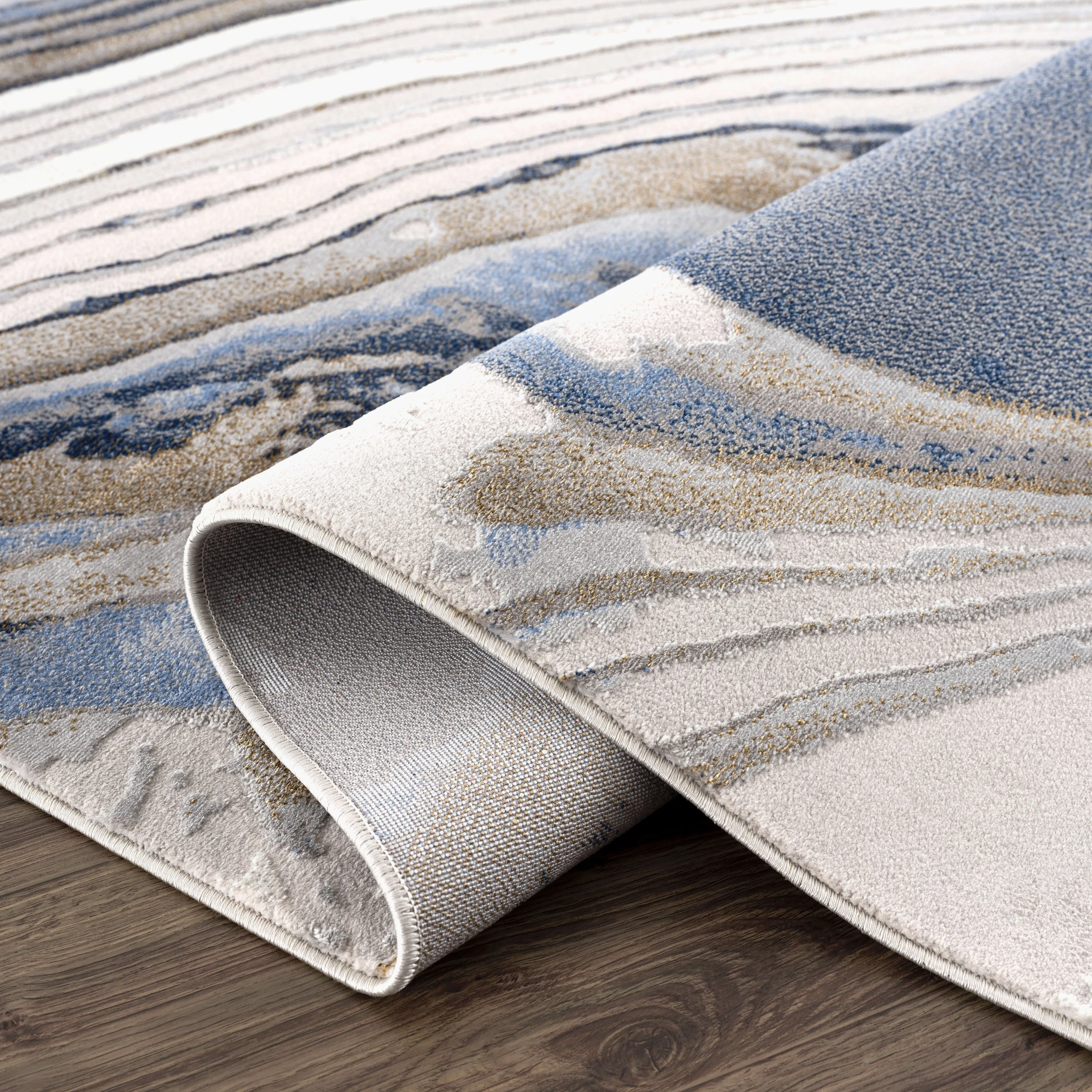 Abani Rugs Regal REG150A Blue Grey Gold Topography Inspired Area Rug