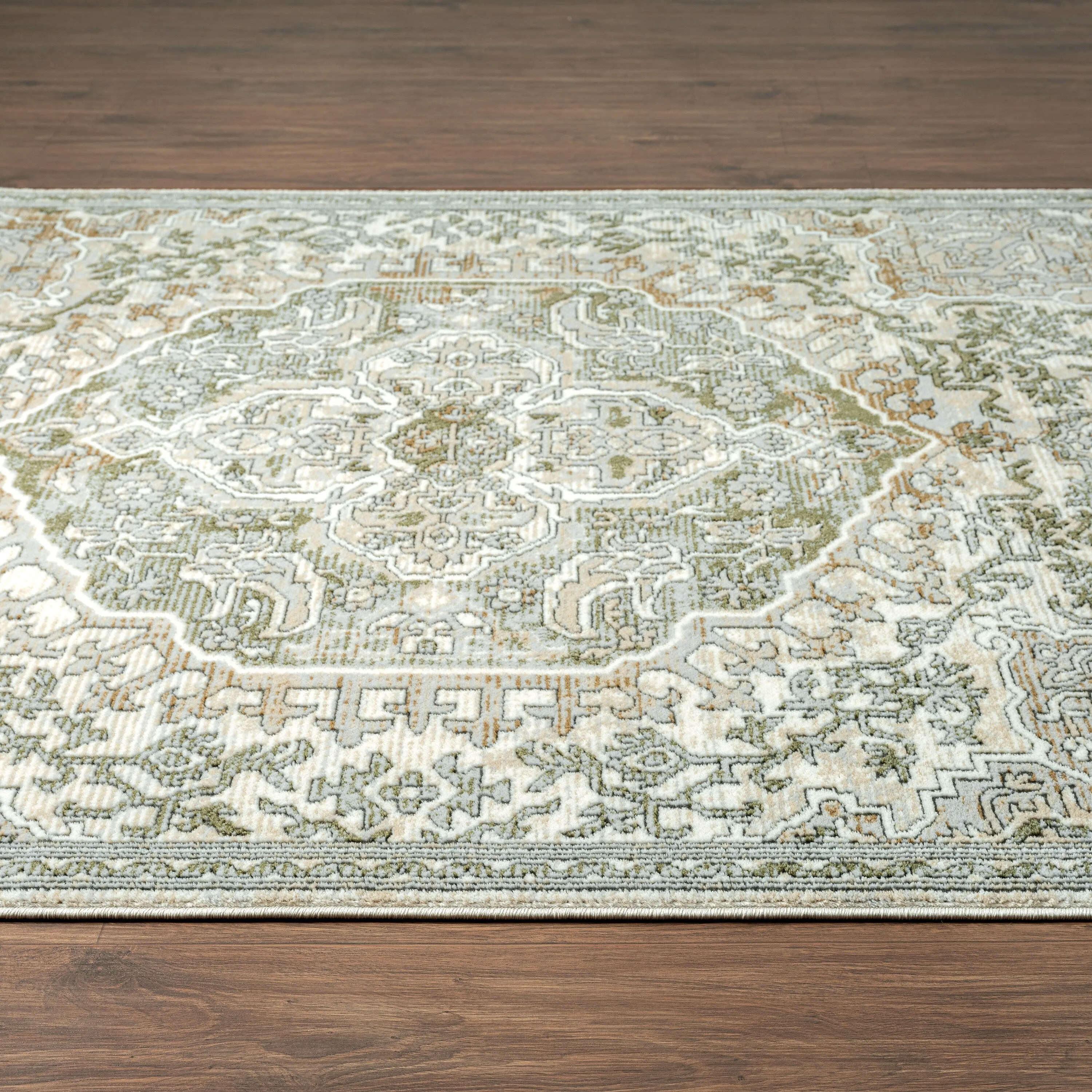 Abani Rugs Savoy SAV160A Green Beige Medallion Area Rug