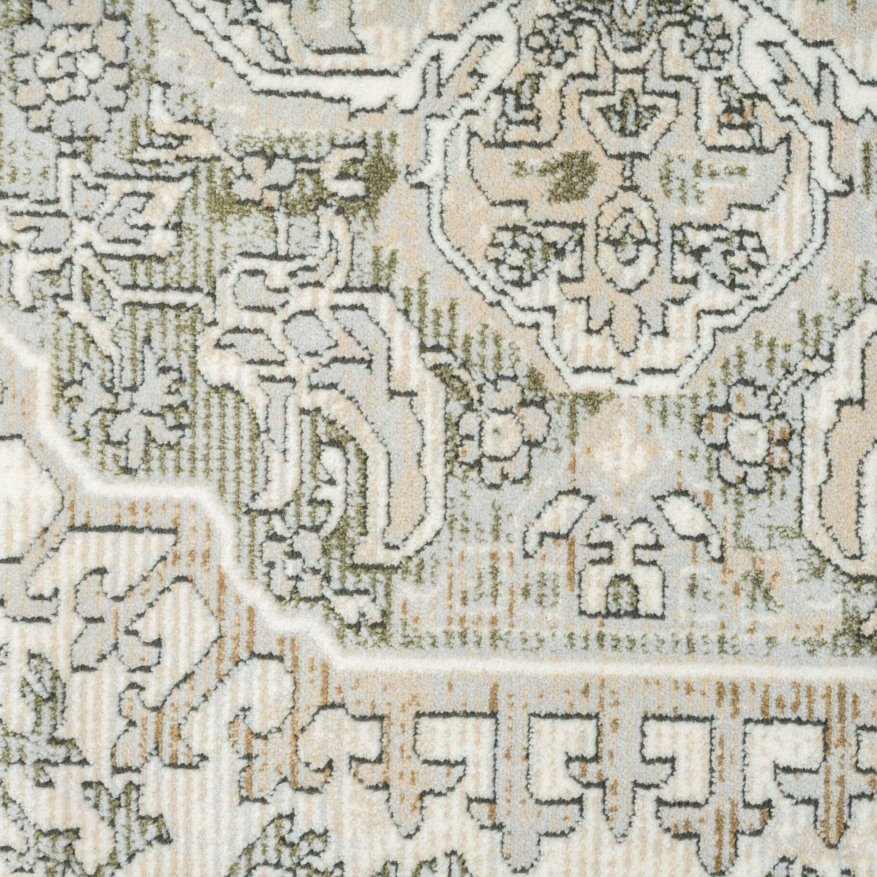 Abani Rugs Savoy SAV160A Green Beige Medallion Area Rug