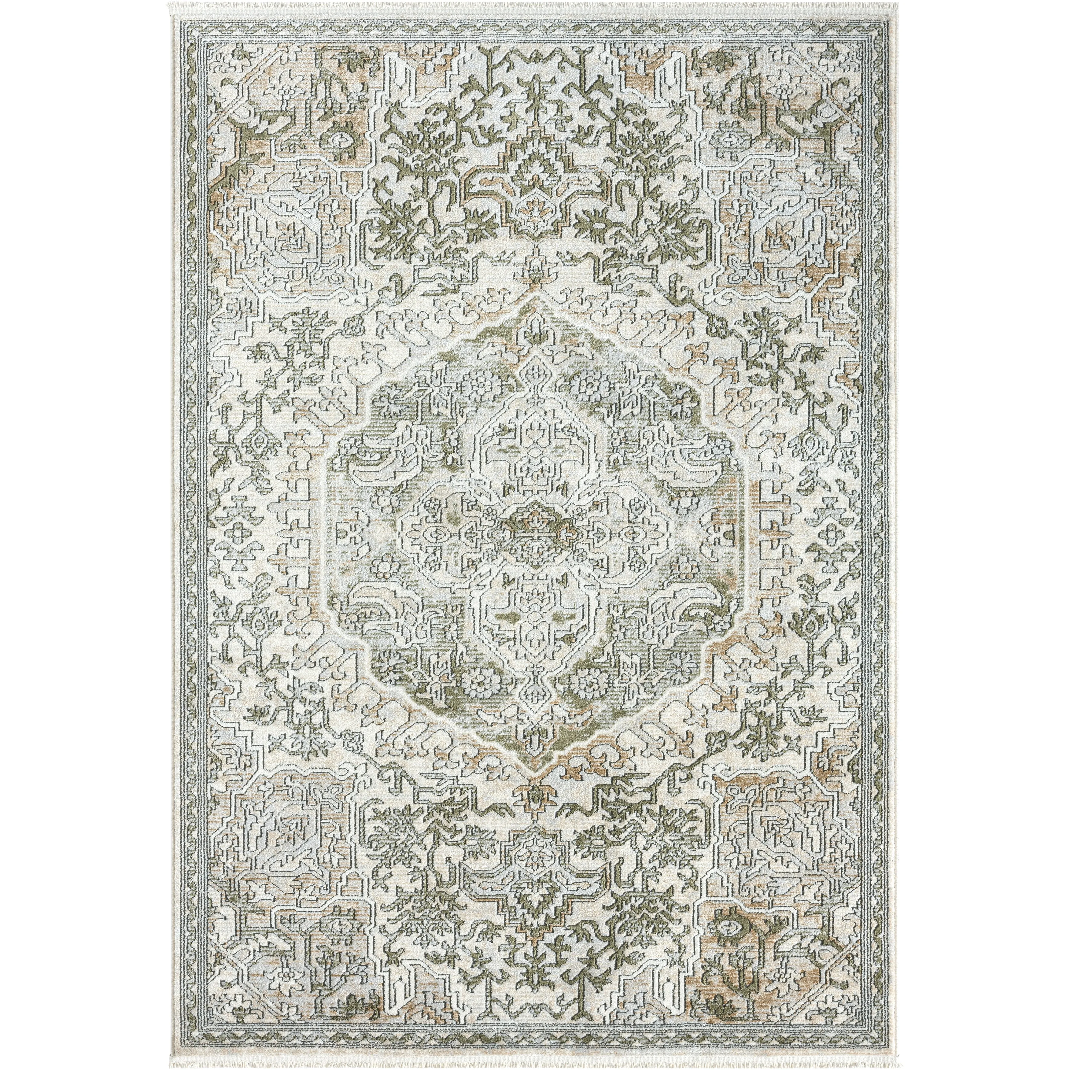 Abani Rugs Savoy SAV160A Green Beige Medallion Area Rug