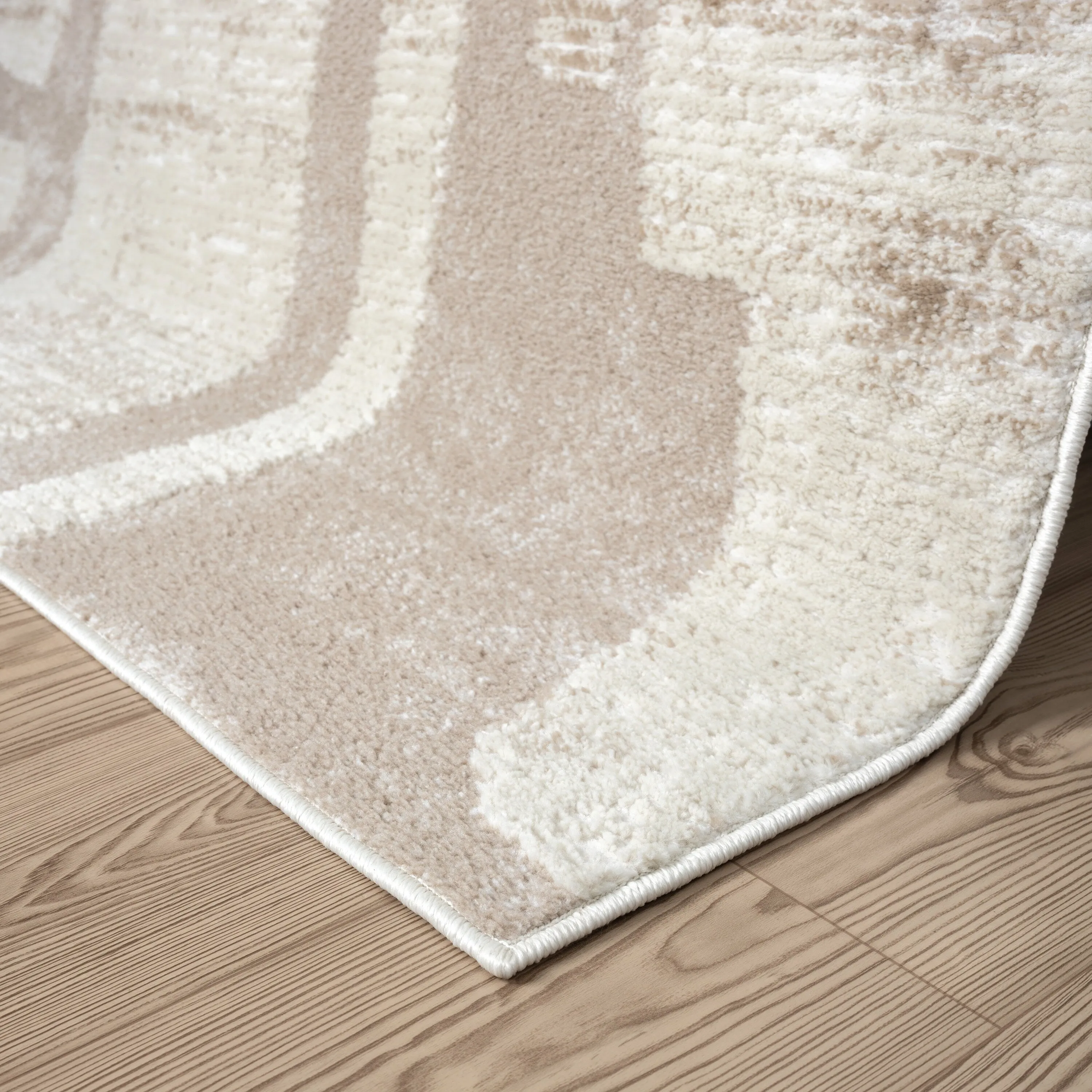 Abani Viva VIV120A Neutral Cream Beige Block Pattern Area Rug