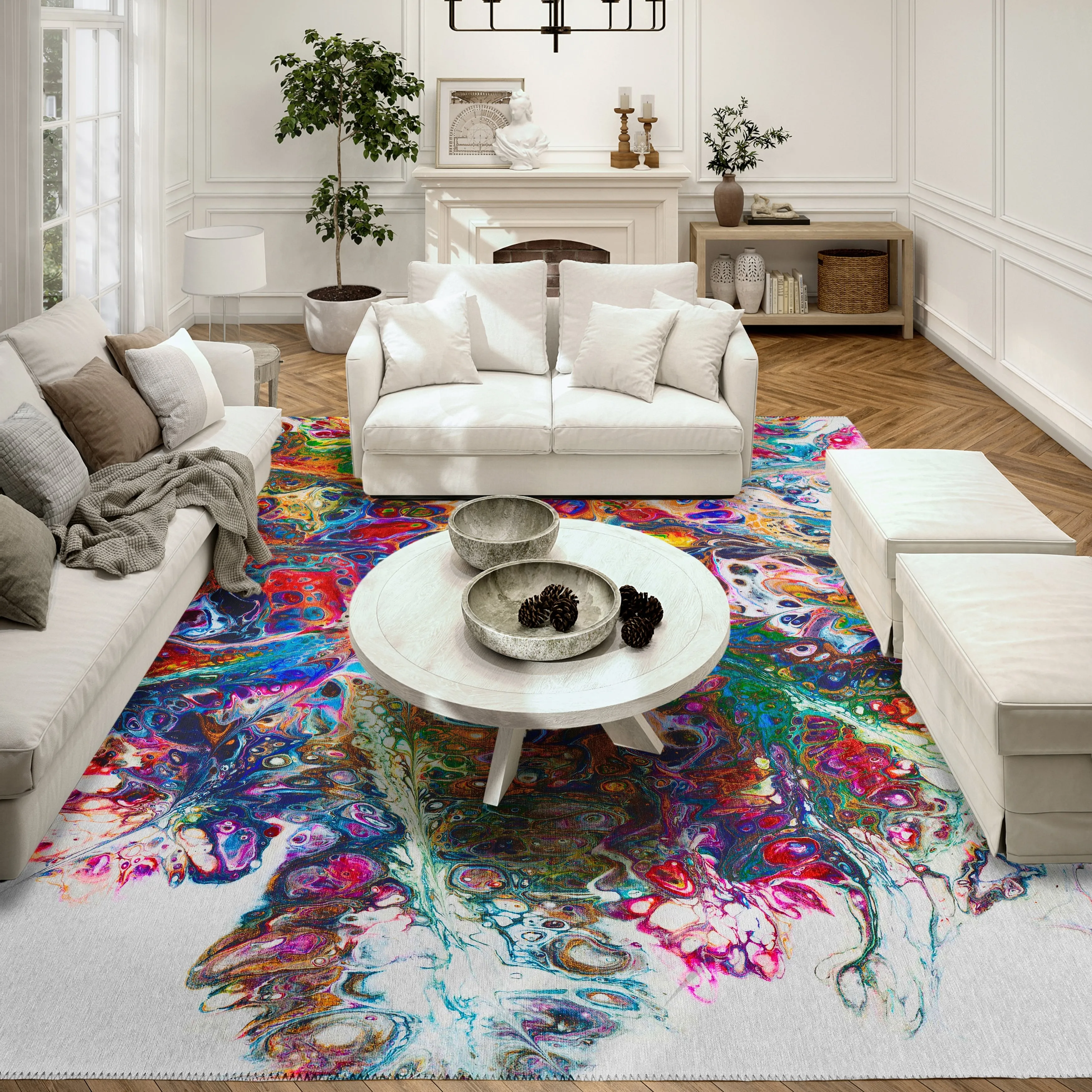 Addison Indoor/ Outdoor Karina Abstract Washable Area Rug