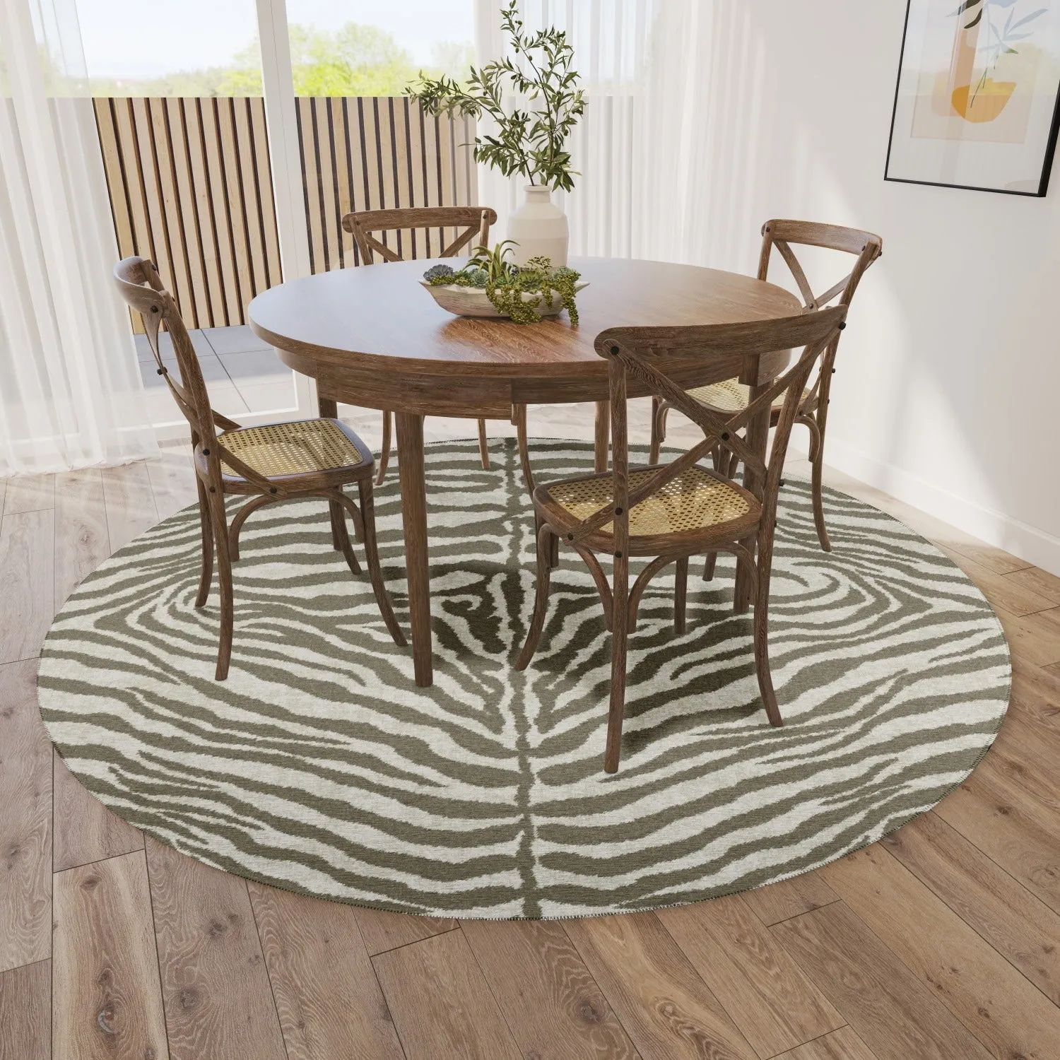 Addison Indoor/ Outdoor Safari Zebra Animal Print Washable Area Rug