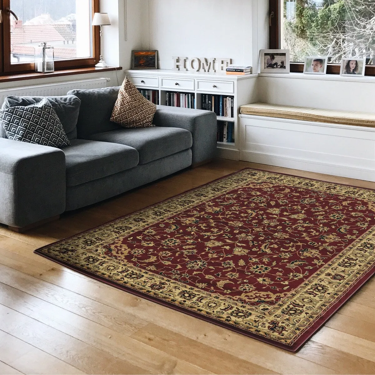 Admire Home Living Caroline Traditional Floral Sarouk Pattern Area Rug
