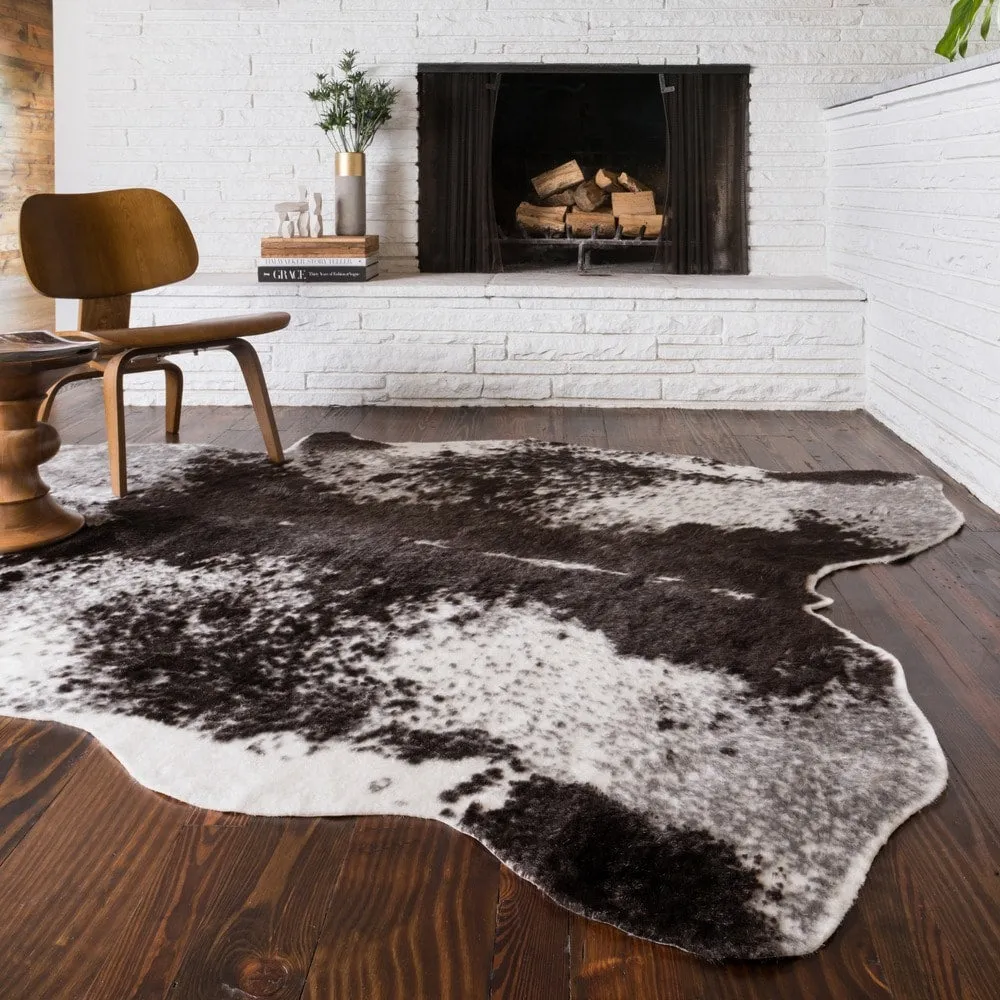 Alexander Home Charcoal Faux Cowhide Area Rug