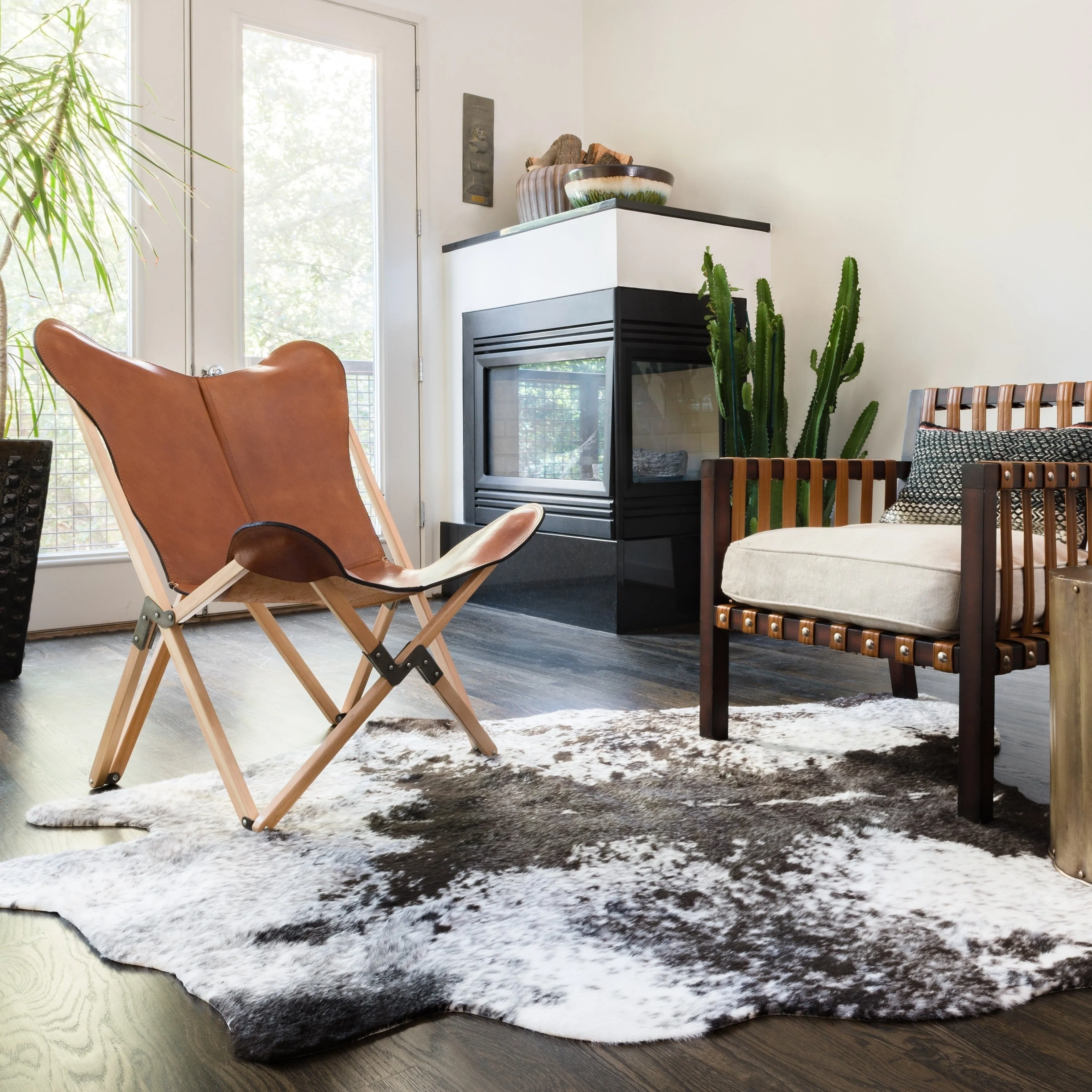Alexander Home Charcoal Faux Cowhide Area Rug