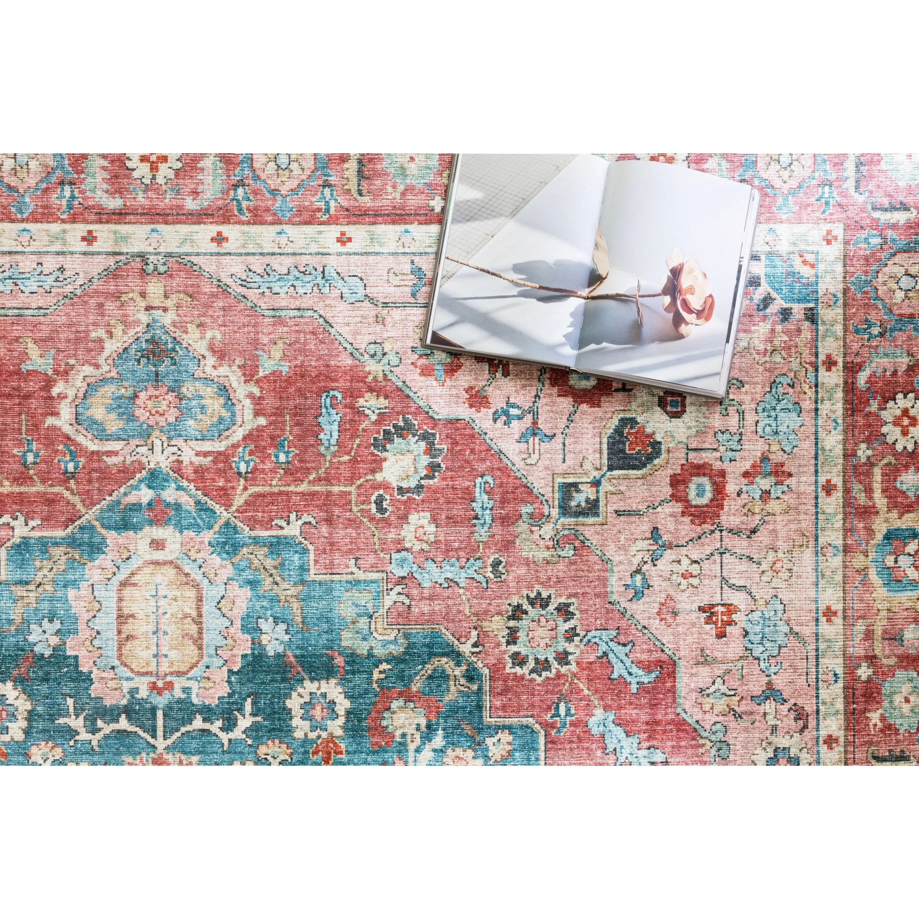 Alexander Home Leanne Traditional Distressed Printed Area Rug