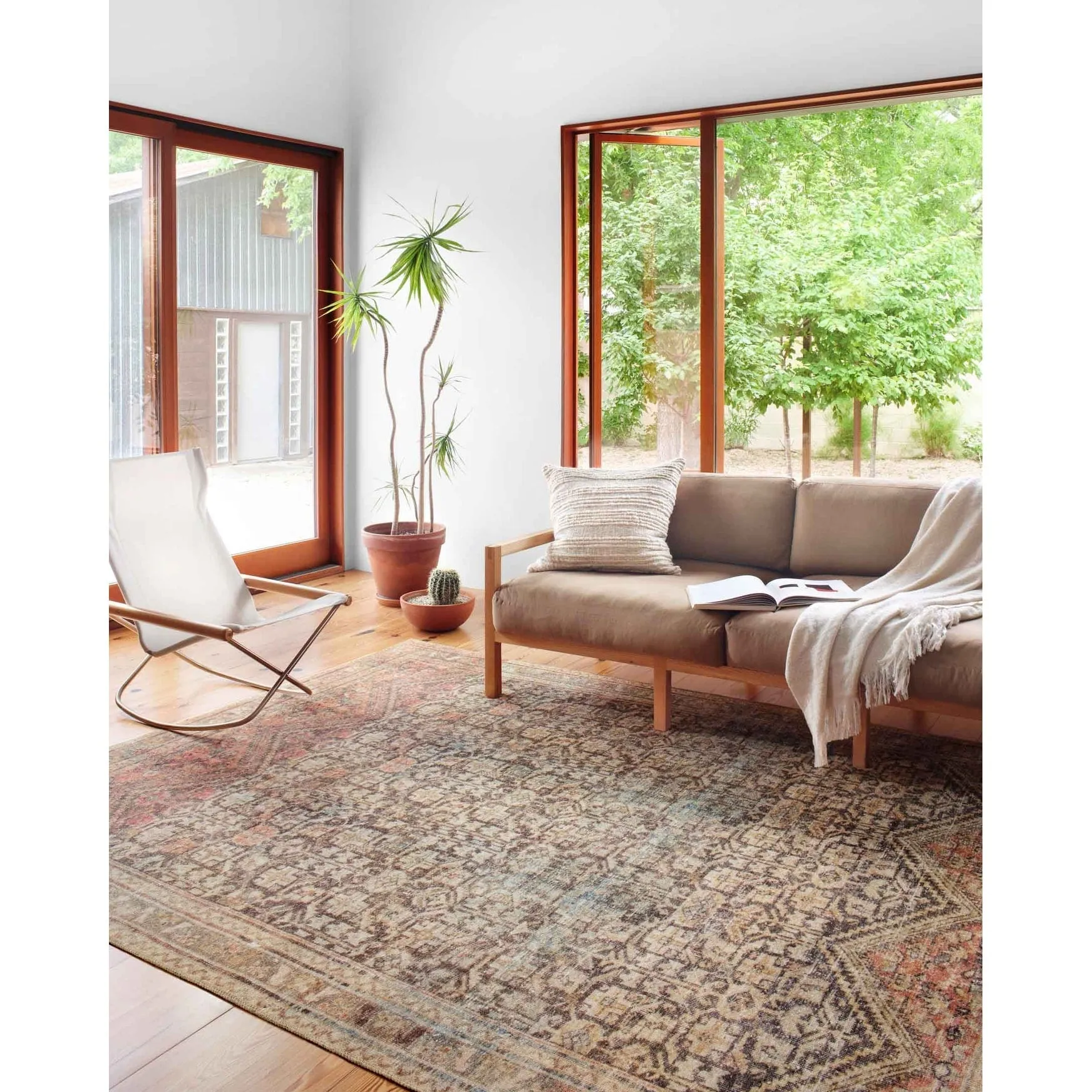 Alexander Home Tremezzina Printed Geometric Botanical Distressed Rug