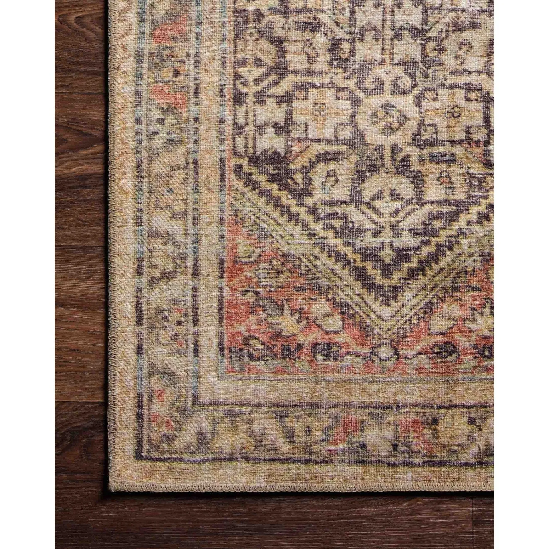 Alexander Home Tremezzina Printed Geometric Botanical Distressed Rug