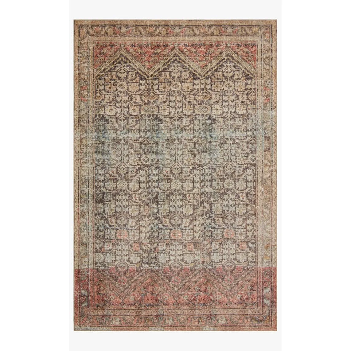 Alexander Home Tremezzina Printed Geometric Botanical Distressed Rug
