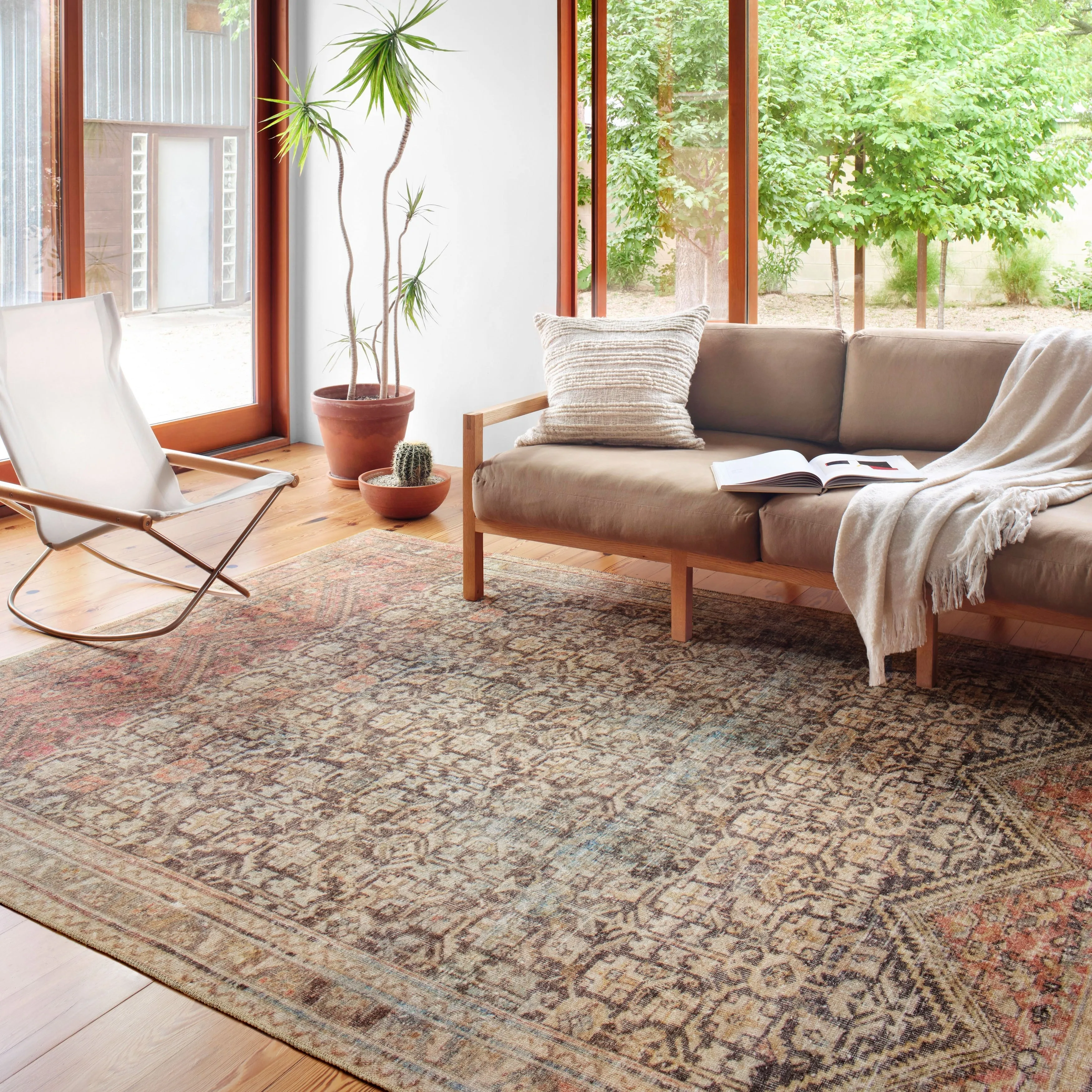 Alexander Home Tremezzina Printed Geometric Botanical Distressed Rug