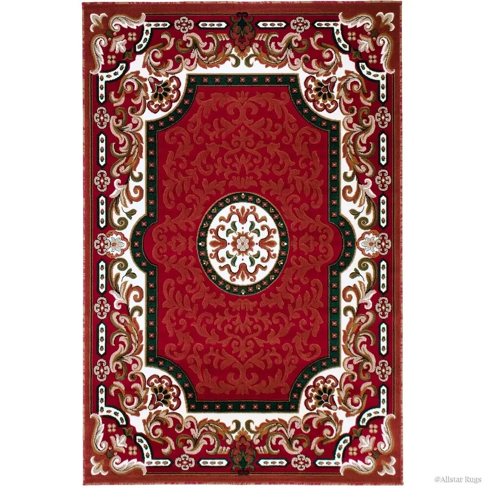 Allstar 18th Century Vintage Regal Bordered Floral Medallion Area Rug