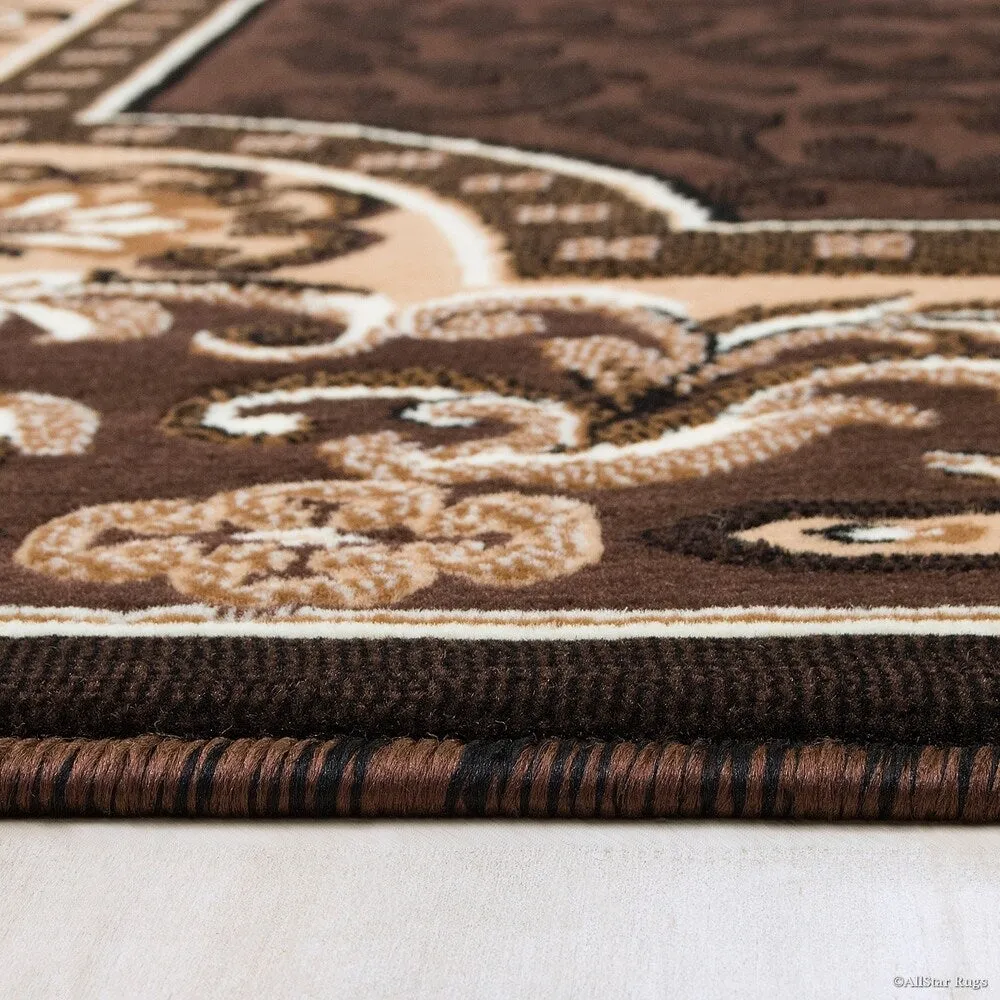 Allstar 18th Century Vintage Regal Bordered Floral Medallion Area Rug