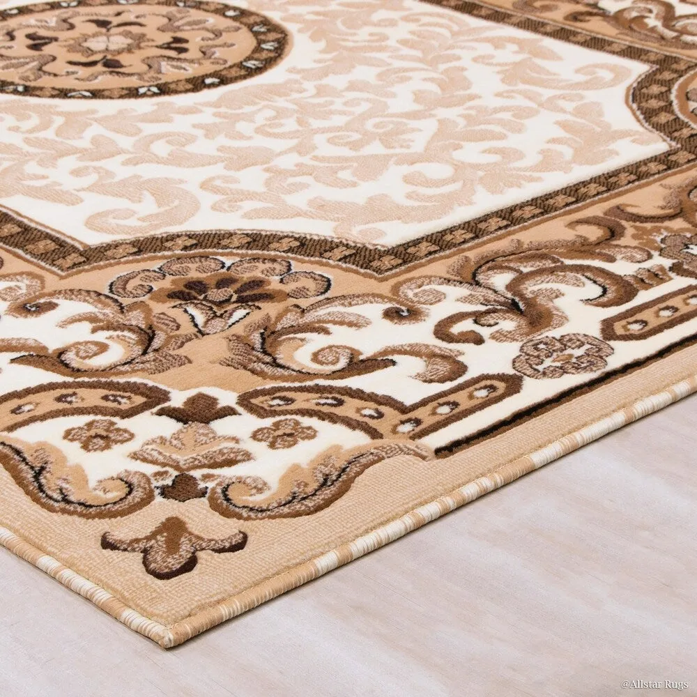 Allstar 18th Century Vintage Regal Bordered Floral Medallion Area Rug