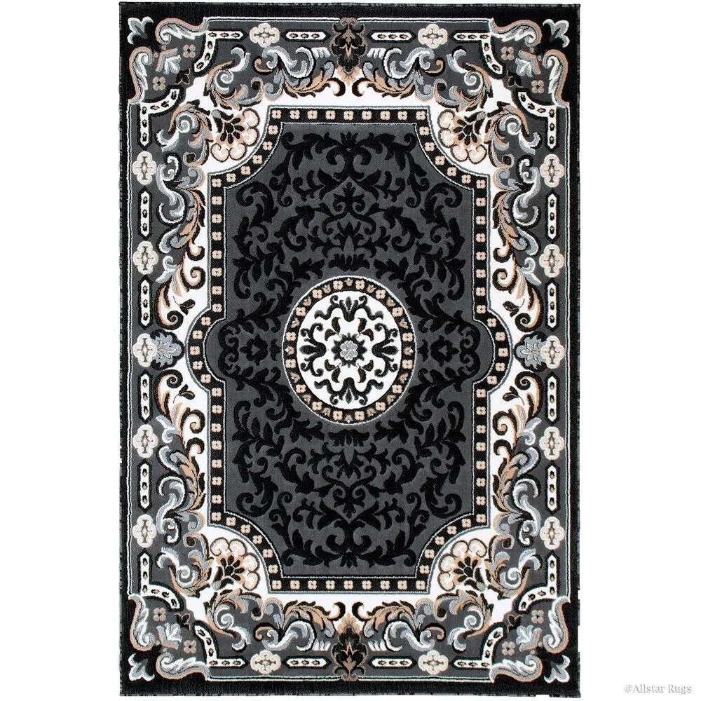 Allstar 18th Century Vintage Regal Bordered Floral Medallion Area Rug