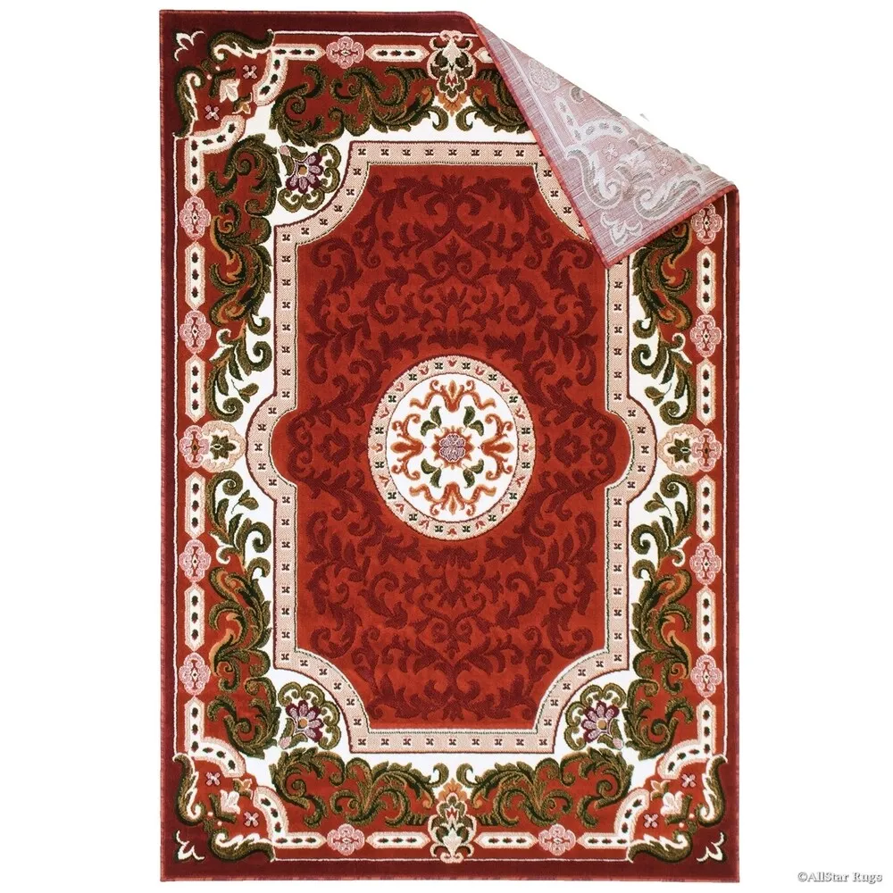 Allstar 18th Century Vintage Regal Bordered Floral Medallion Area Rug