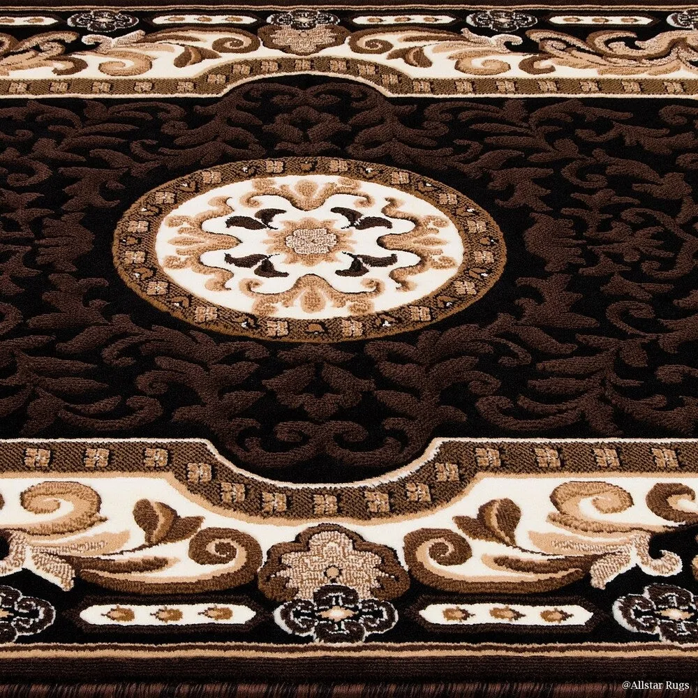 Allstar 18th Century Vintage Regal Bordered Floral Medallion Area Rug