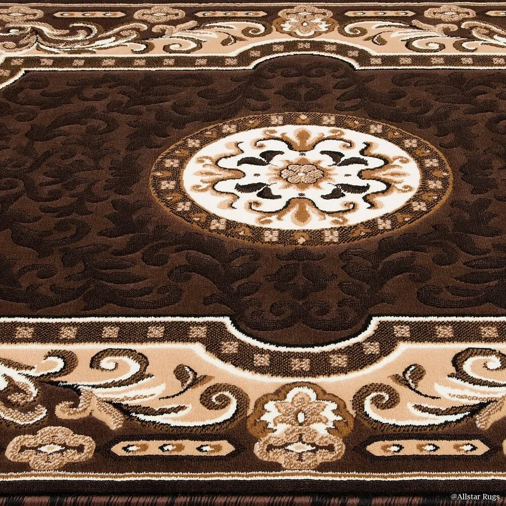 Allstar 18th Century Vintage Regal Bordered Floral Medallion Area Rug