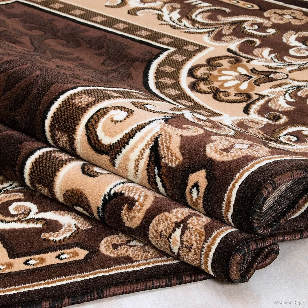 Allstar 18th Century Vintage Regal Bordered Floral Medallion Area Rug