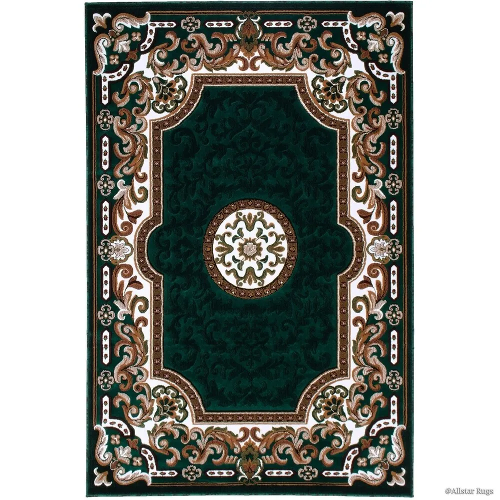 Allstar 18th Century Vintage Regal Bordered Floral Medallion Area Rug