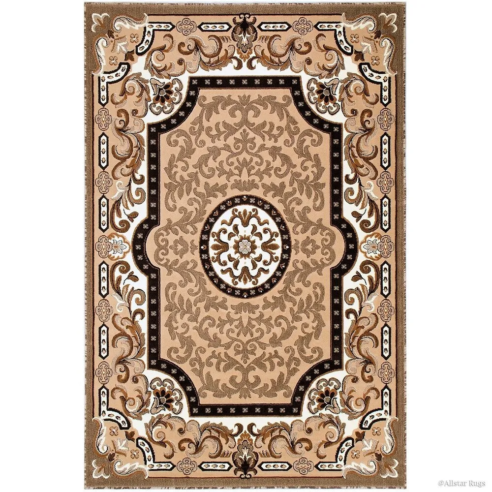 Allstar 18th Century Vintage Regal Bordered Floral Medallion Area Rug