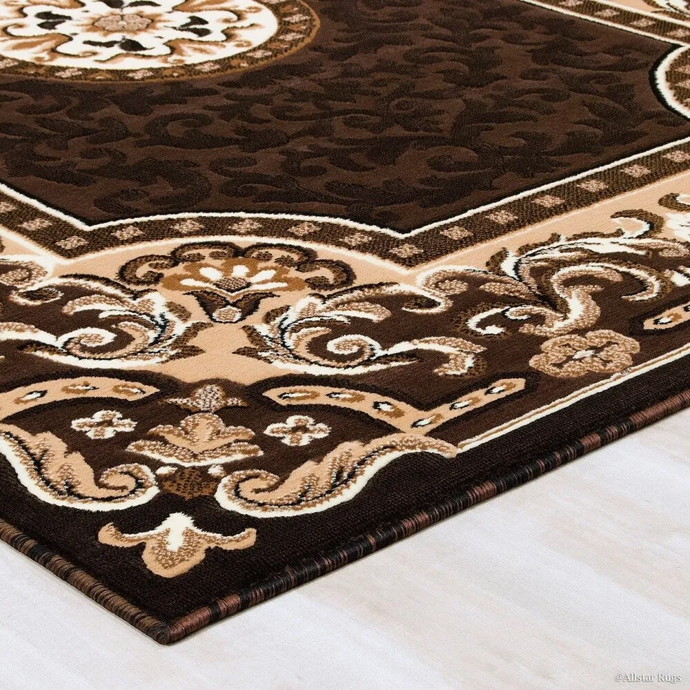 Allstar 18th Century Vintage Regal Bordered Floral Medallion Area Rug