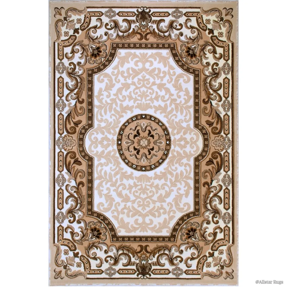 Allstar 18th Century Vintage Regal Bordered Floral Medallion Area Rug