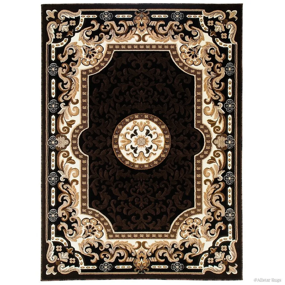Allstar 18th Century Vintage Regal Bordered Floral Medallion Area Rug